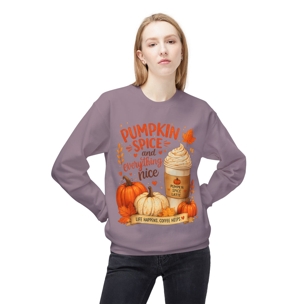 Pumpkin Spice Crewneck Sweatshirt – "Pumpkin Spice and Everything Nice" Fall Coffee Tee