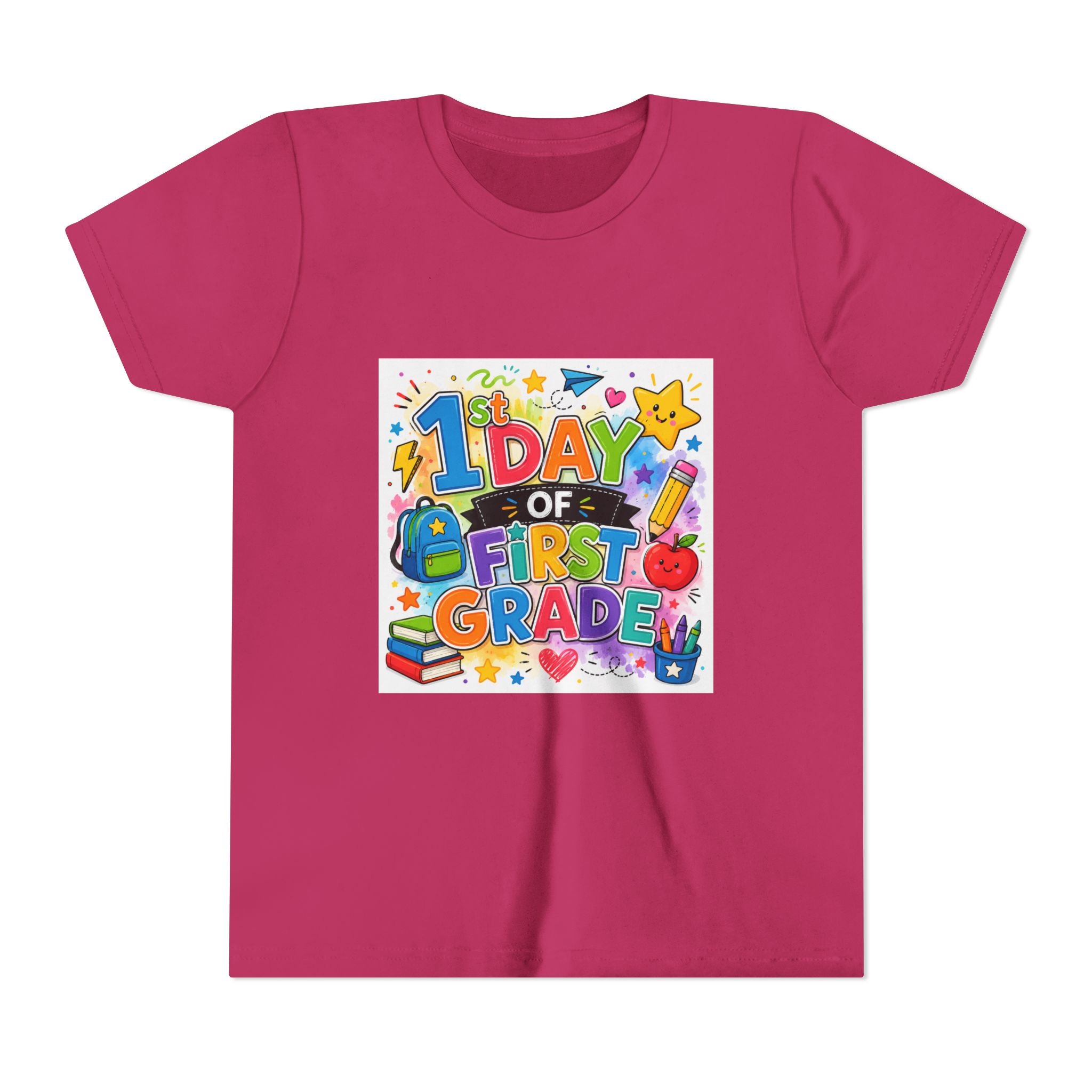 1st Day of First Grade Youth Tee — Colorful Back-to-School Kids Shirt