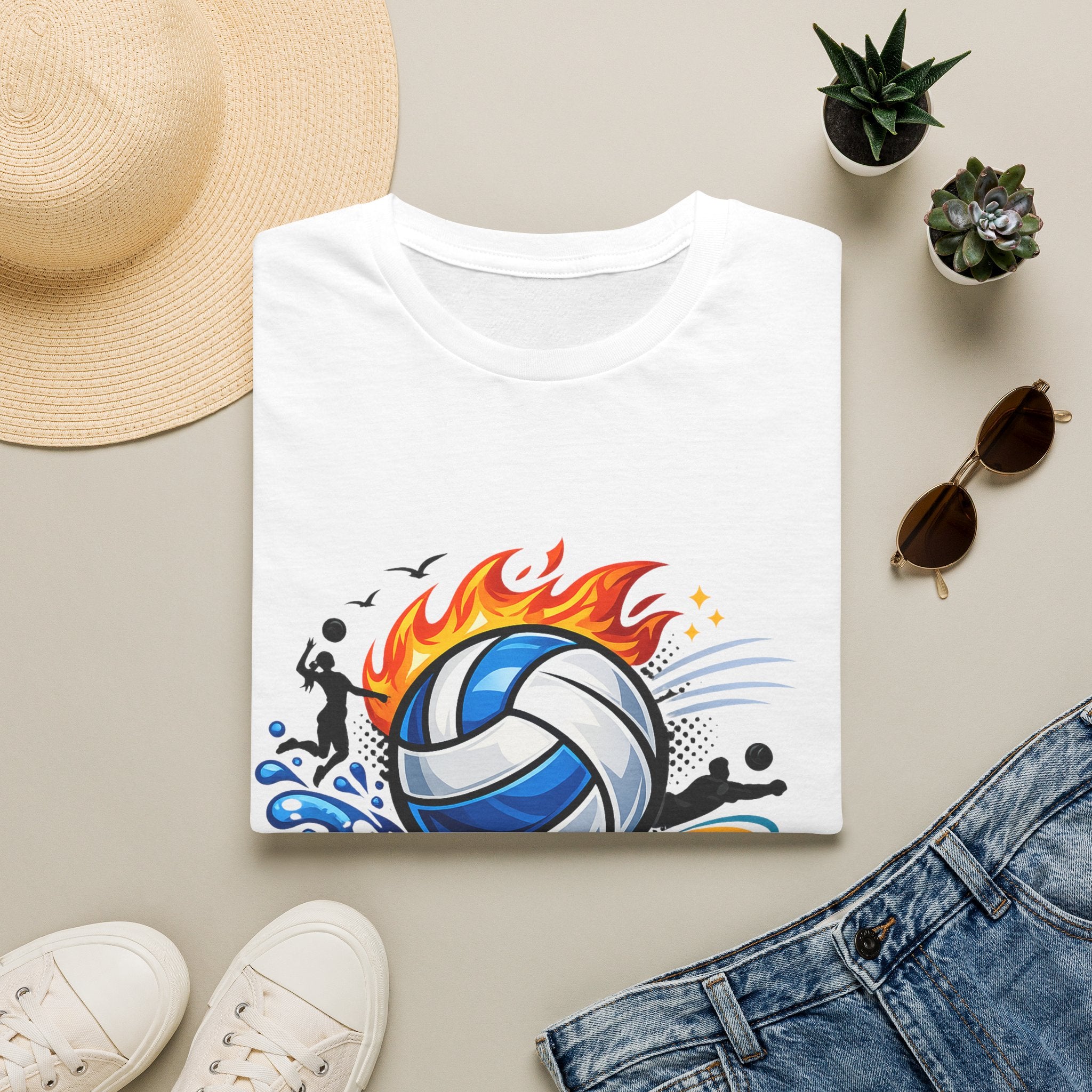 Volleyball Flame Graphic T-Shirt — Beach & Indoor Player Tee