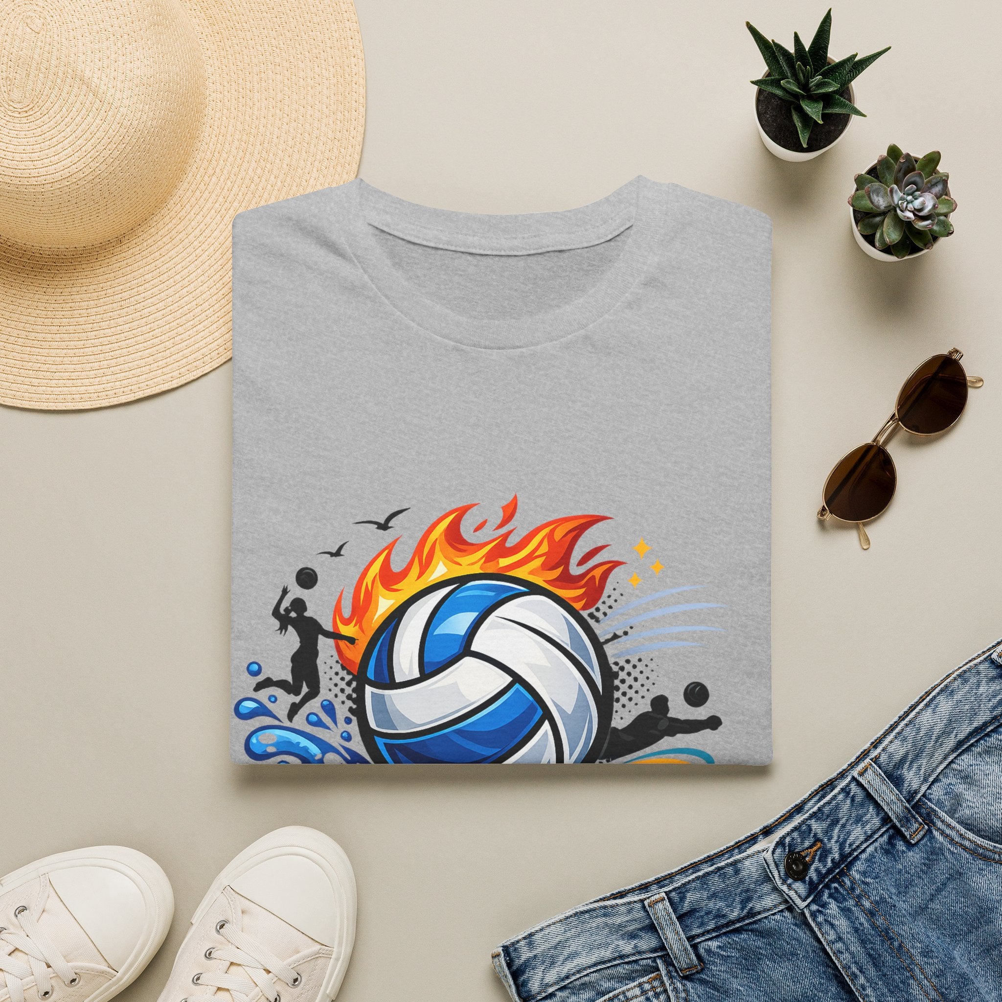 Volleyball Flame Graphic T-Shirt — Beach & Indoor Player Tee