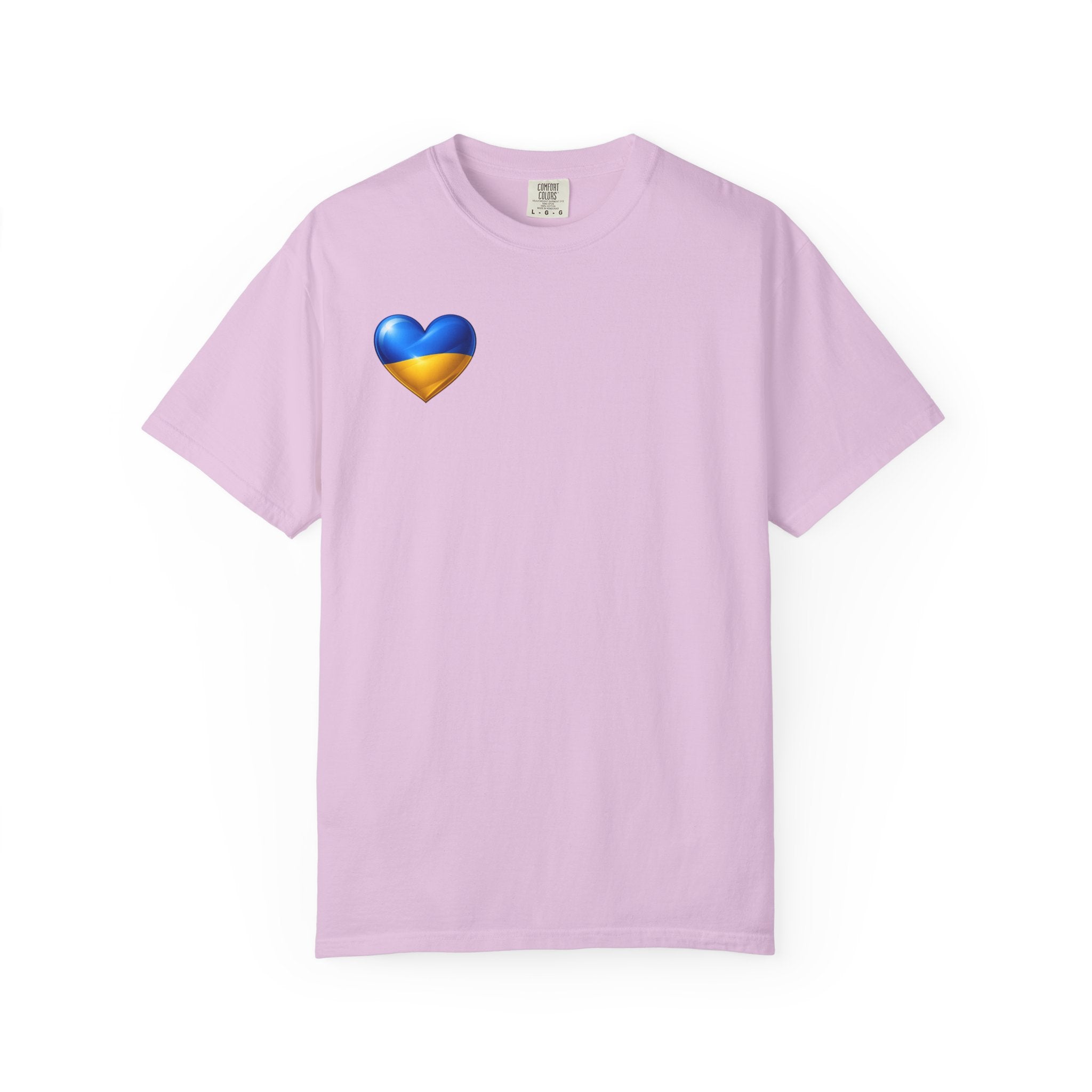 T-Shirt — USA & Ukraine Flag Heart Graphic Tee (Back Flag Image)