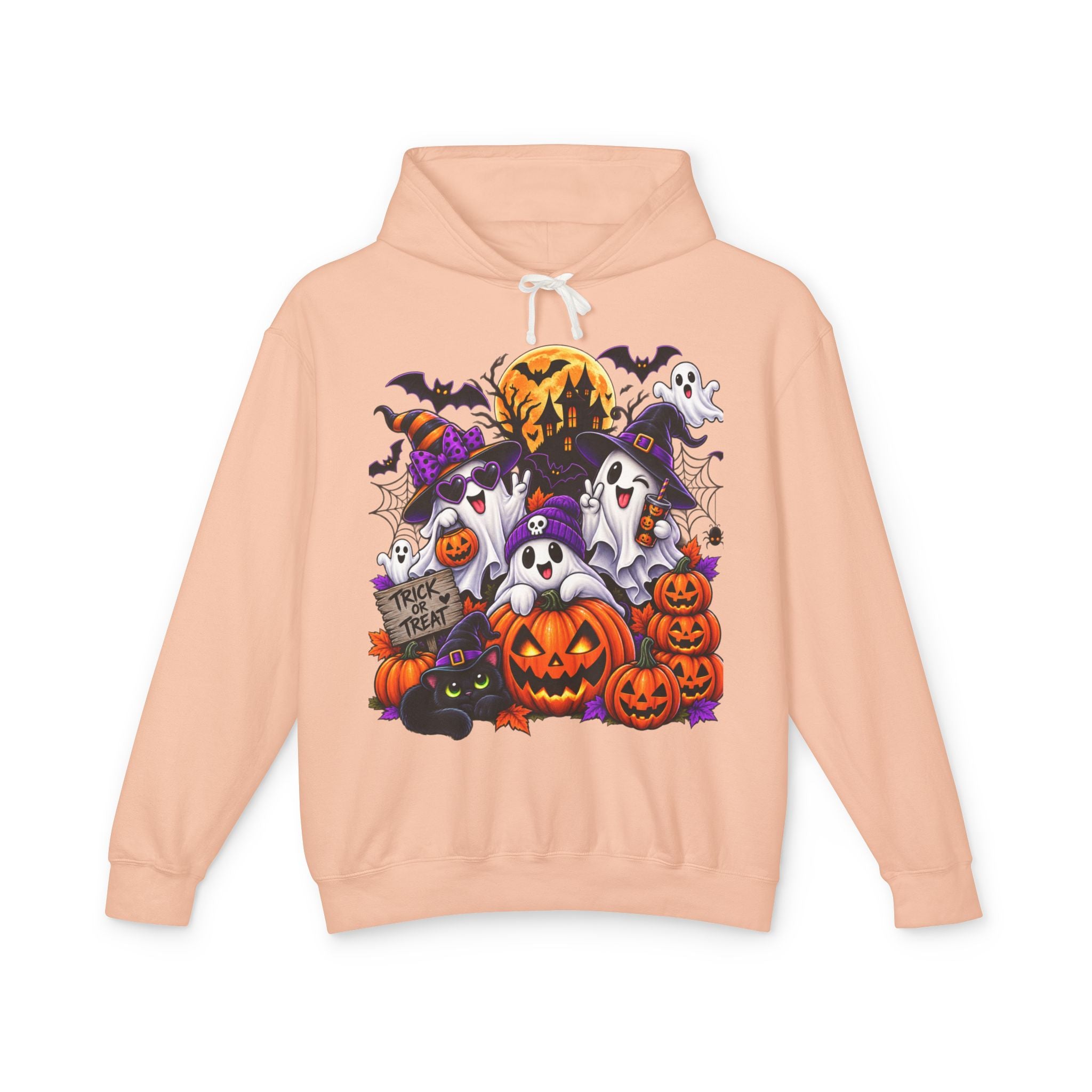 Halloween Ghosts & Pumpkins Hoodie — Cute Spooky Trick-or-Treat Graphic