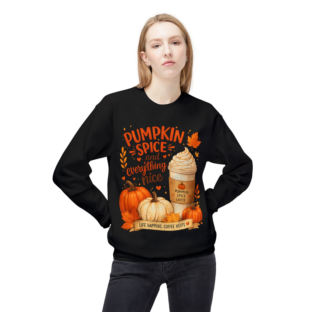 Pumpkin Spice Crewneck Sweatshirt – "Pumpkin Spice and Everything Nice" Fall Coffee Tee