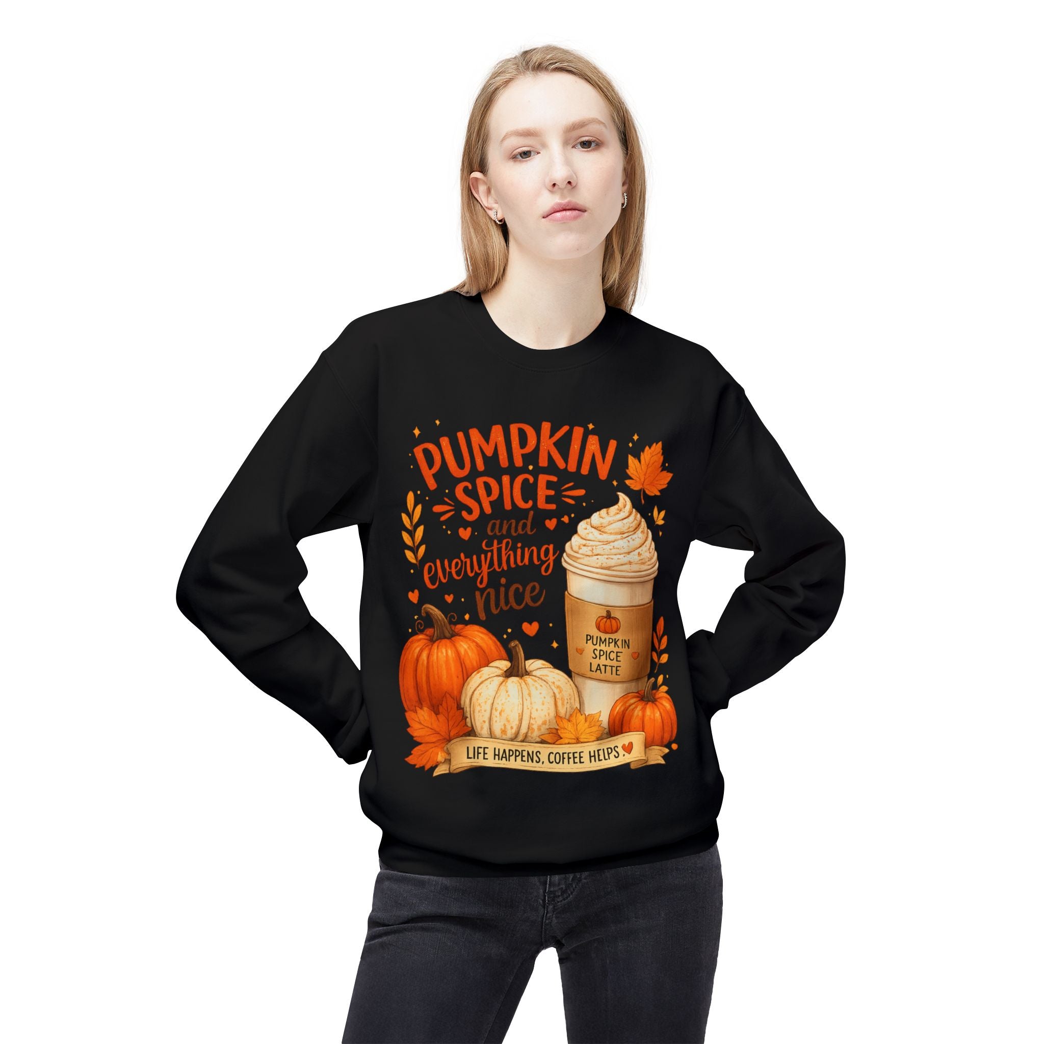 Pumpkin Spice Crewneck Sweatshirt – "Pumpkin Spice and Everything Nice" Fall Coffee Tee