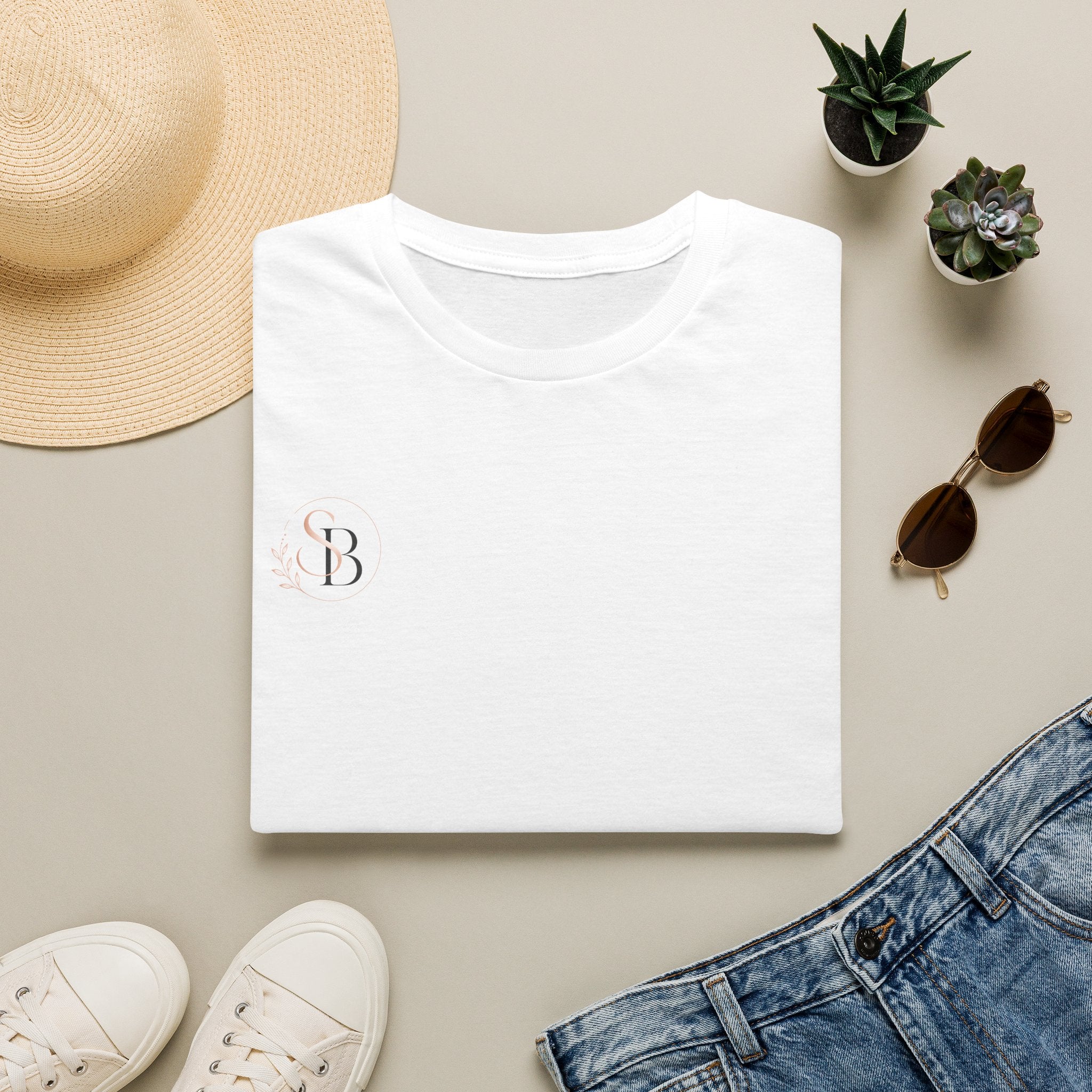 Minimal Monogram T-Shirt — Elegant 'SB' Initial Tee