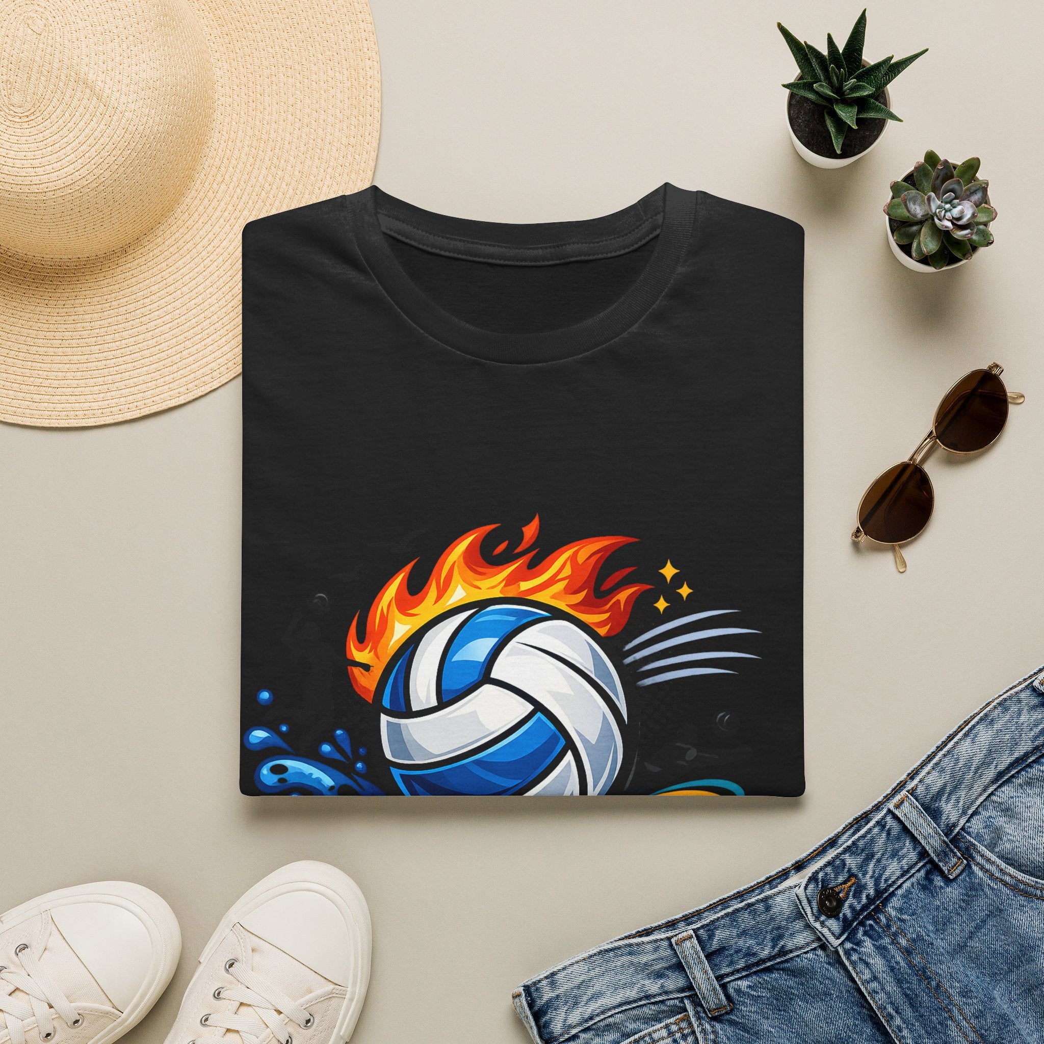 Volleyball Flame Graphic T-Shirt — Beach & Indoor Player Tee