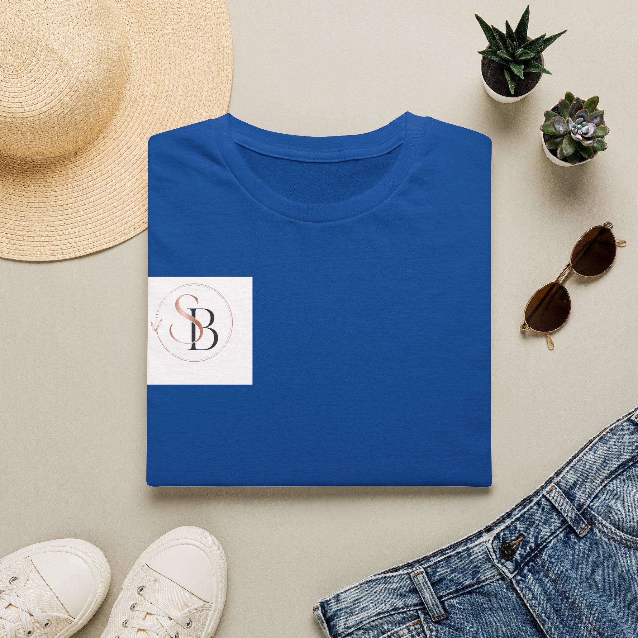 Monogram SB Minimalist T‑Shirt — Rose Gold Circle Logo