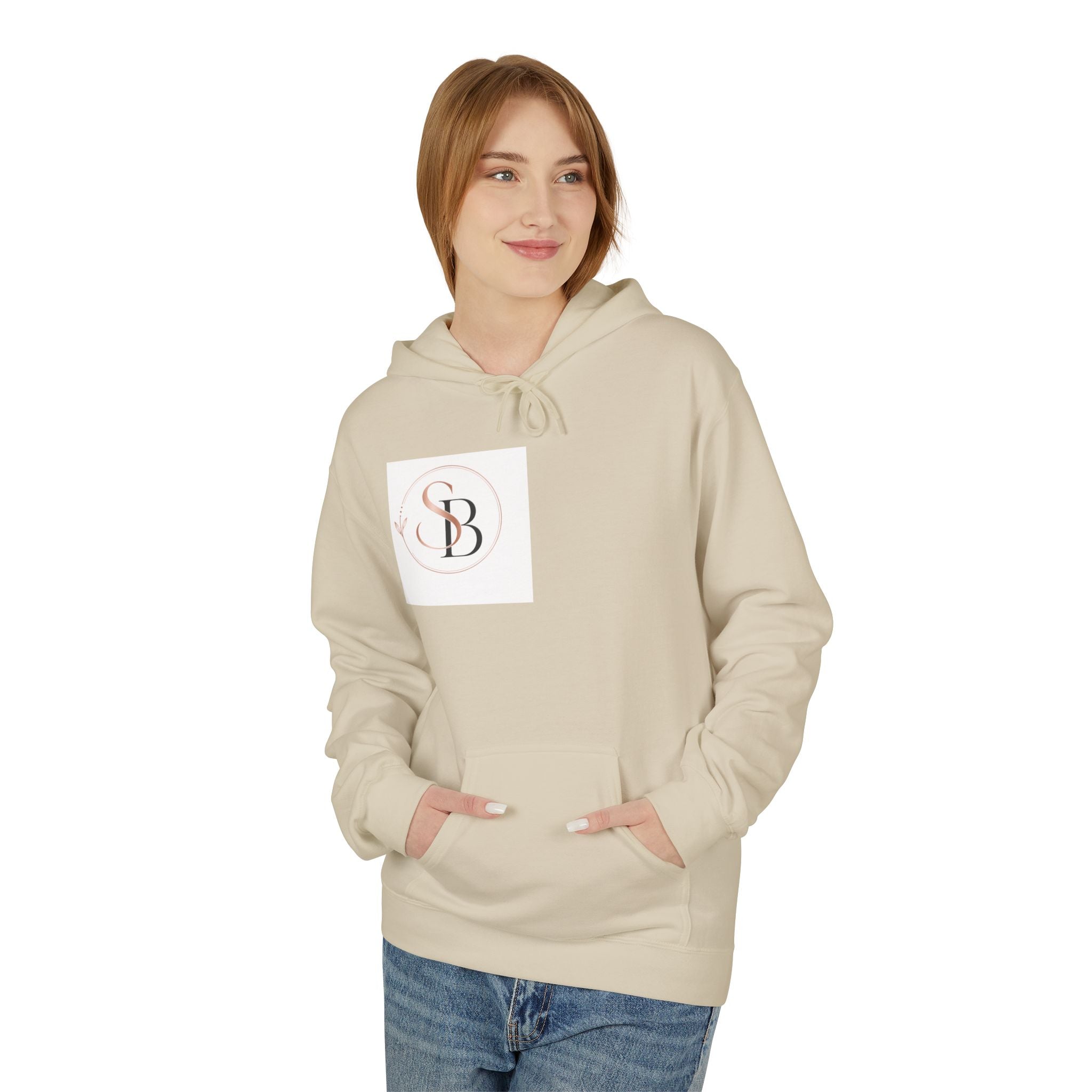 Monogram SB Minimal Logo Hoodie – Elegant Rose Gold Initials Pullover