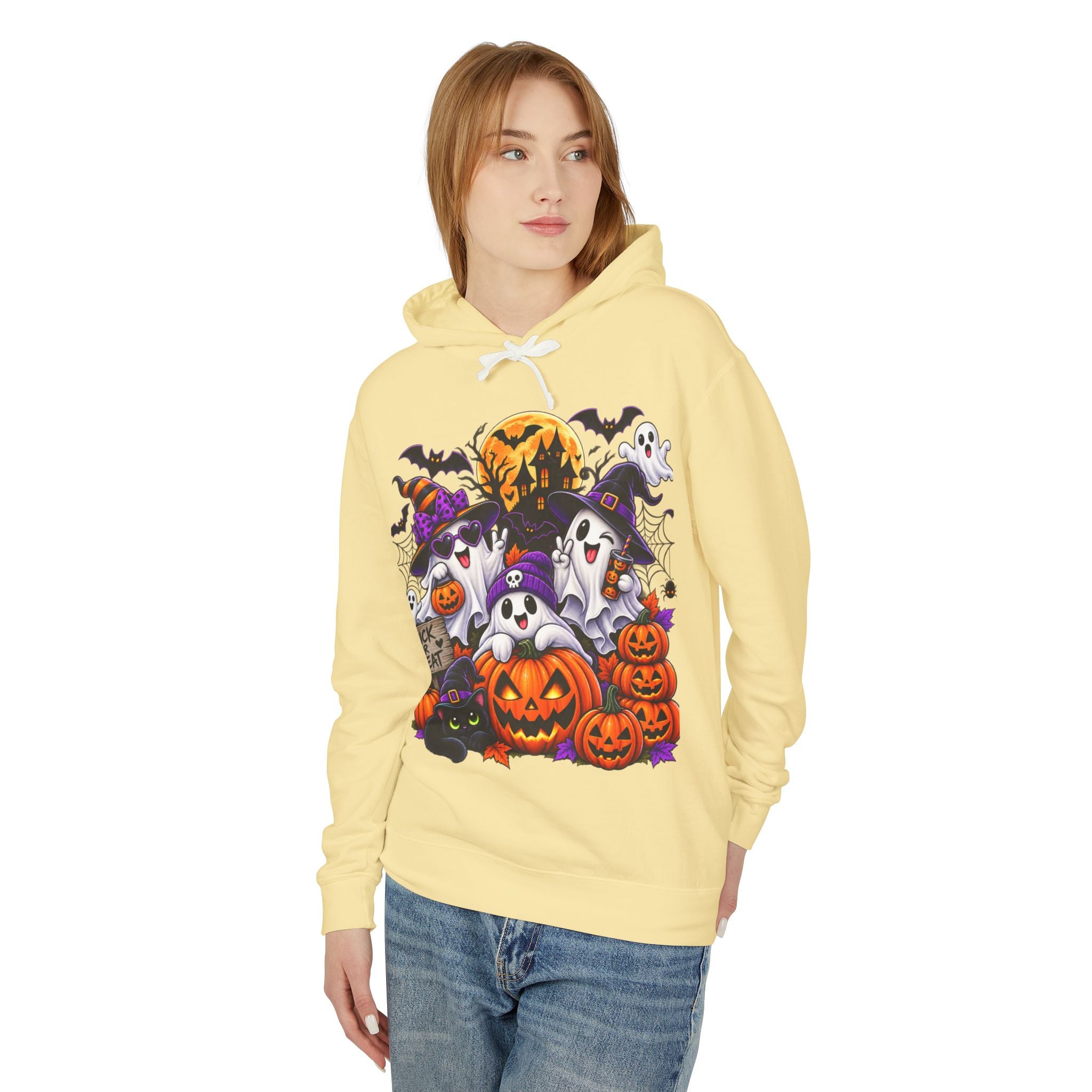 Halloween Ghosts & Pumpkins Hoodie — Cute Spooky Trick-or-Treat Graphic