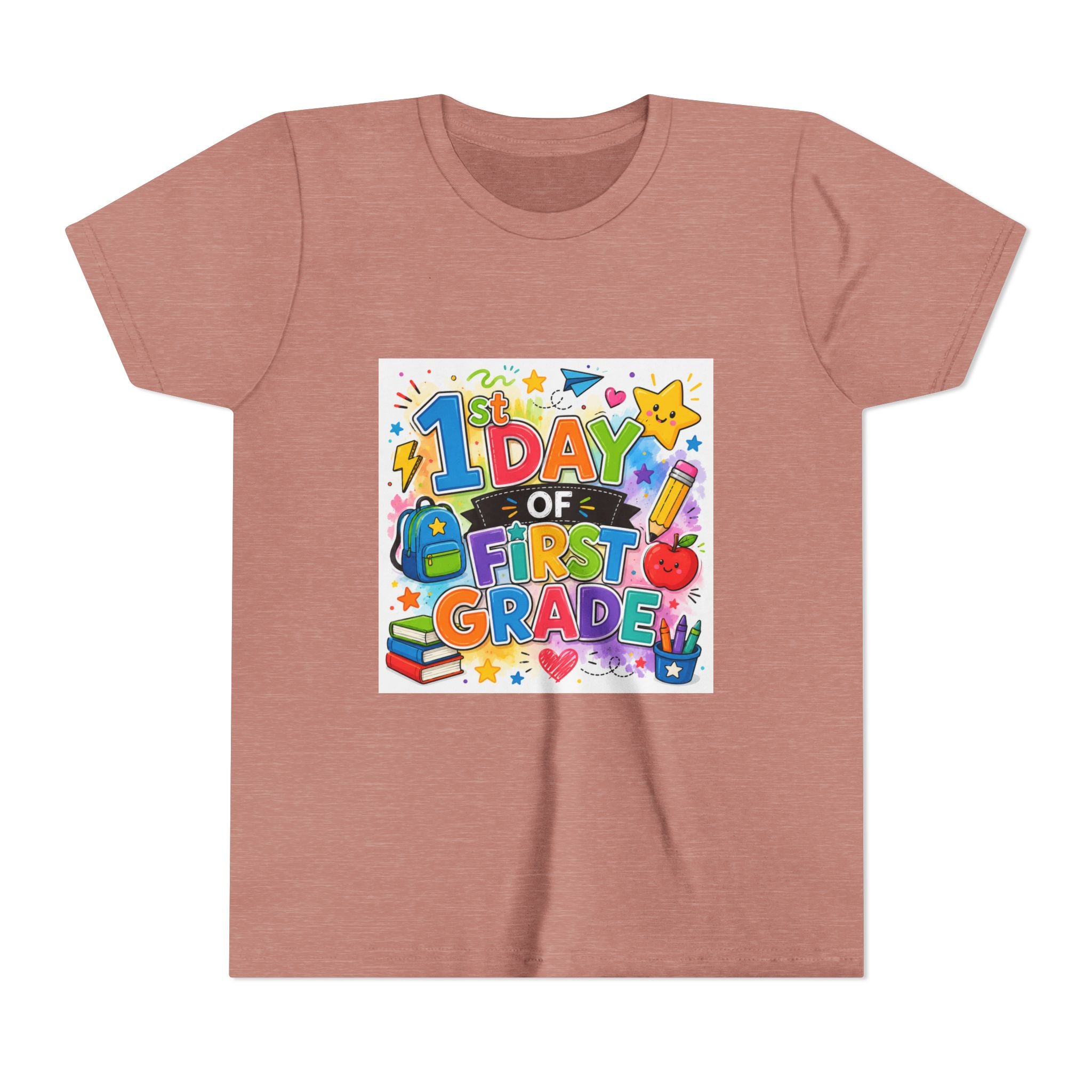 1st Day of First Grade Youth Tee — Colorful Back-to-School Kids Shirt