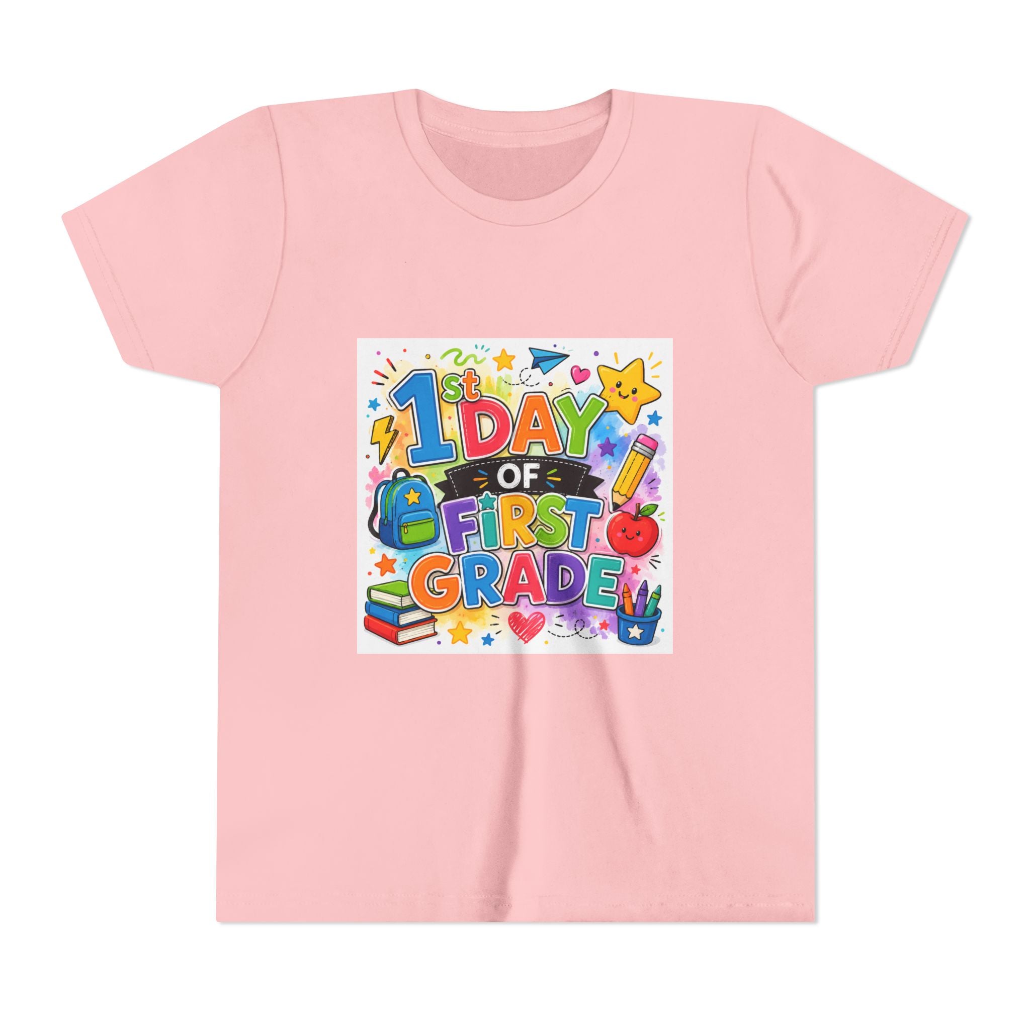 1st Day of First Grade Youth Tee — Colorful Back-to-School Kids Shirt