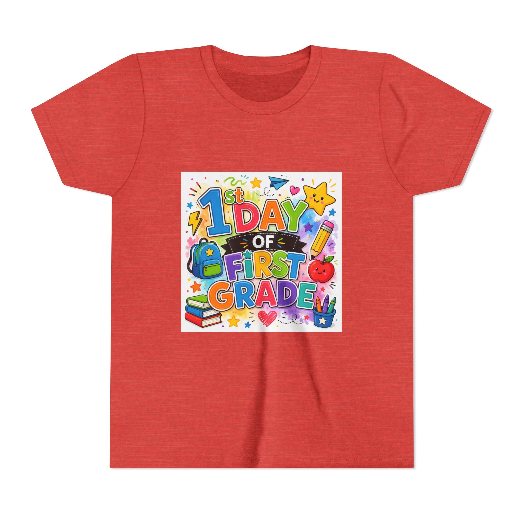 1st Day of First Grade Youth Tee — Colorful Back-to-School Kids Shirt