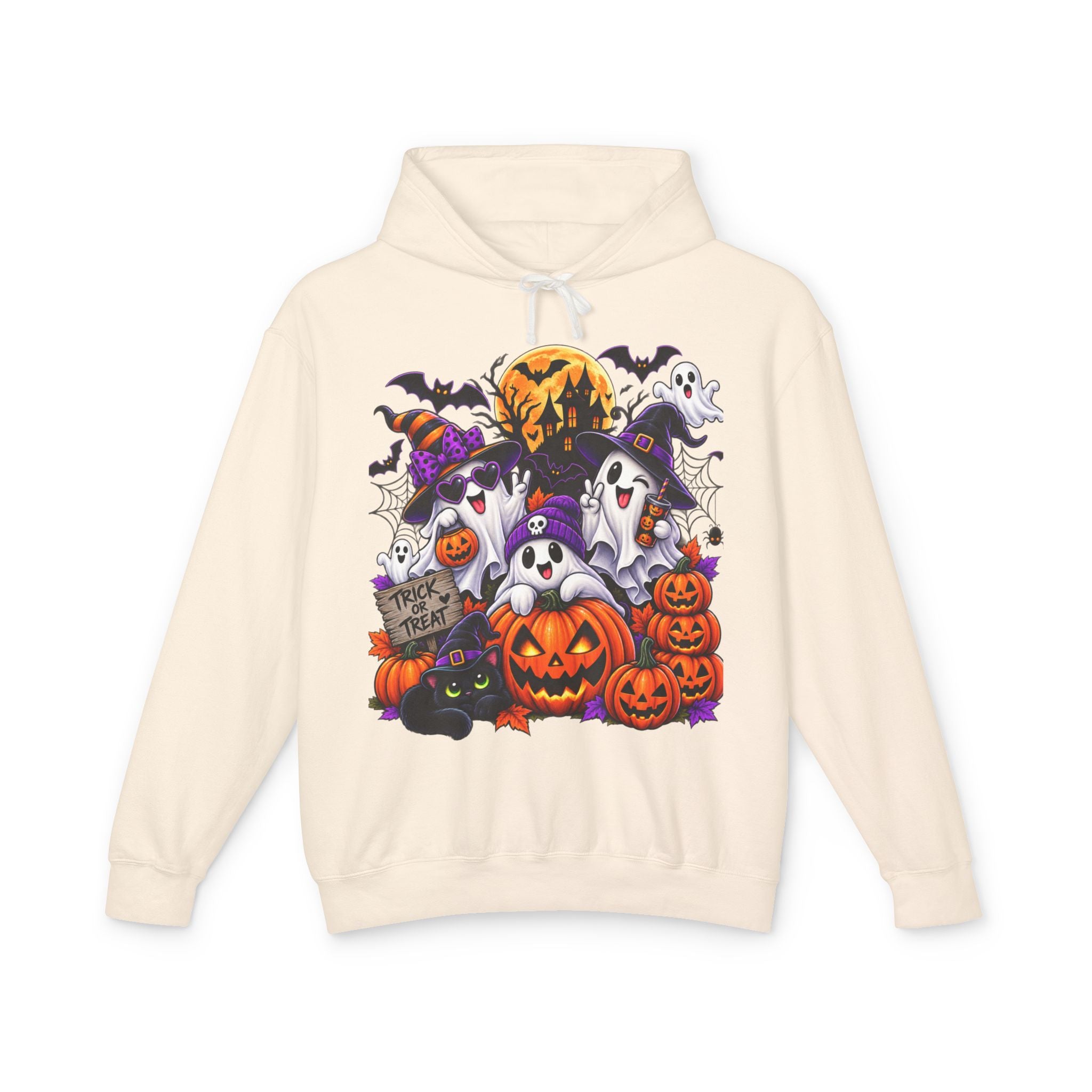 Halloween Ghosts & Pumpkins Hoodie — Cute Spooky Trick-or-Treat Graphic