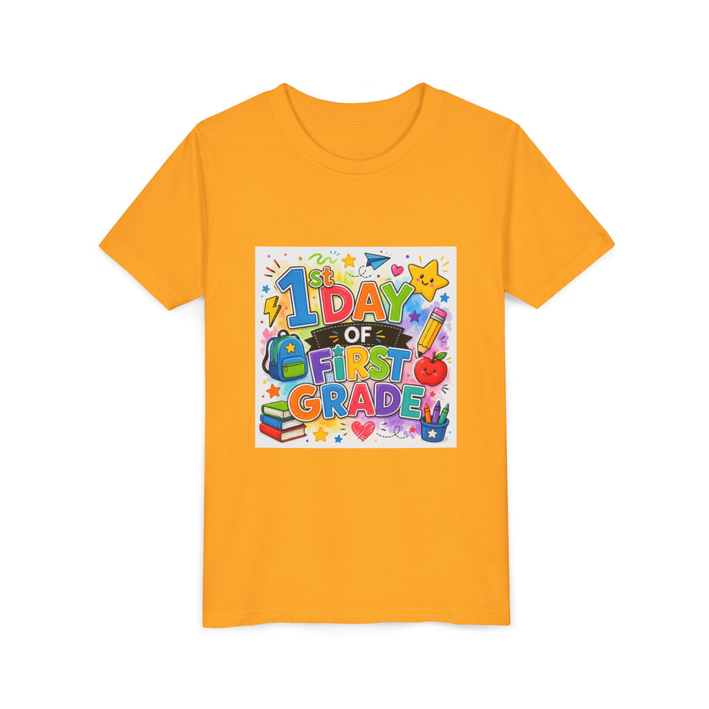 1st Day of First Grade Youth Tee — Colorful Back-to-School Kids Shirt
