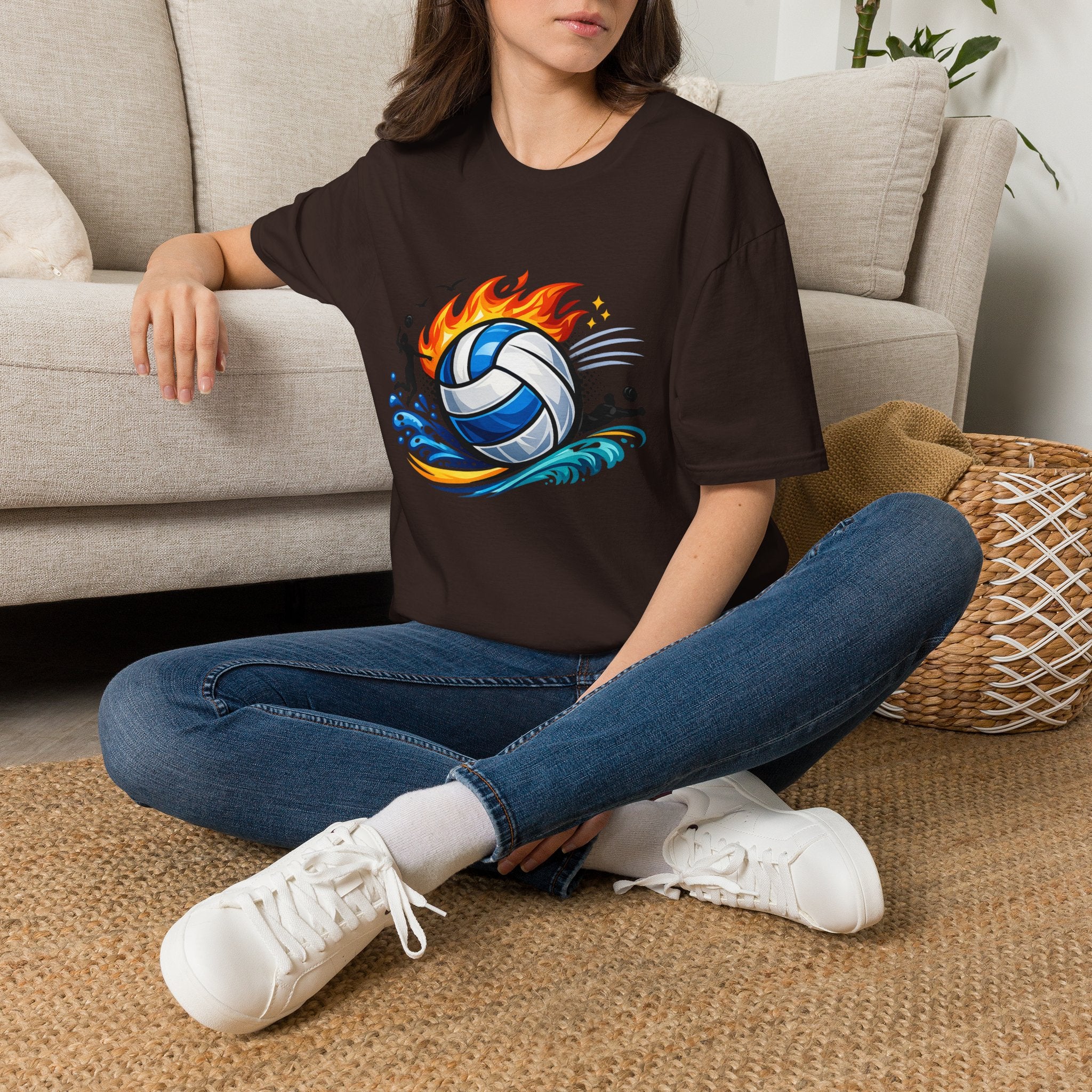 Volleyball Flame Graphic T-Shirt — Beach & Indoor Player Tee