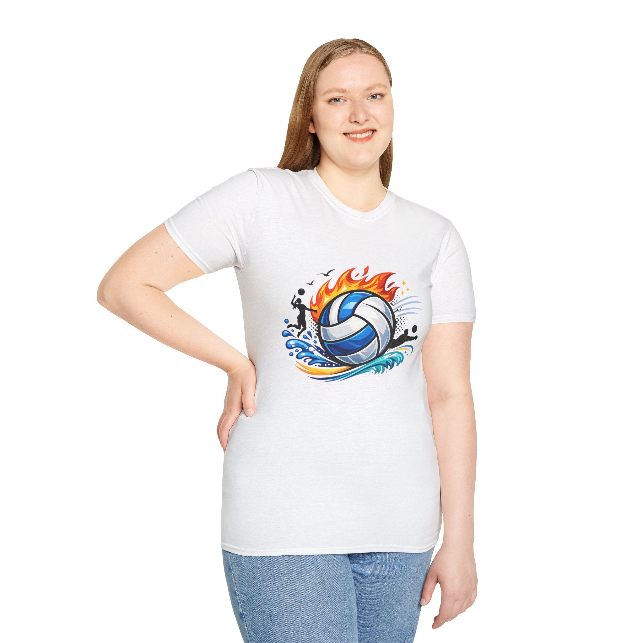 Volleyball Flame Graphic T-Shirt — Beach & Indoor Player Tee