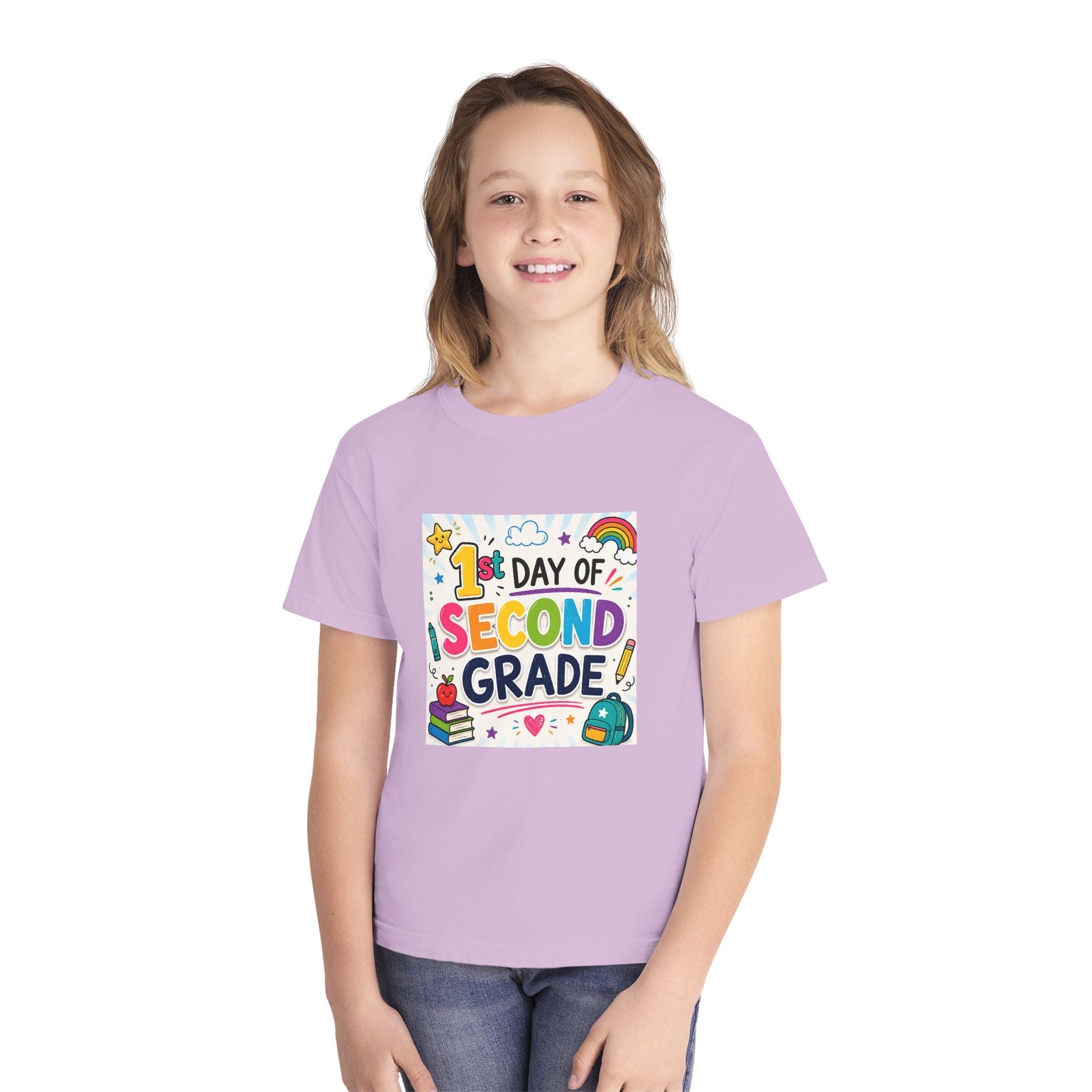Youth Tee — "1st Day of Second Grade" Colorful Back-to-School Shirt