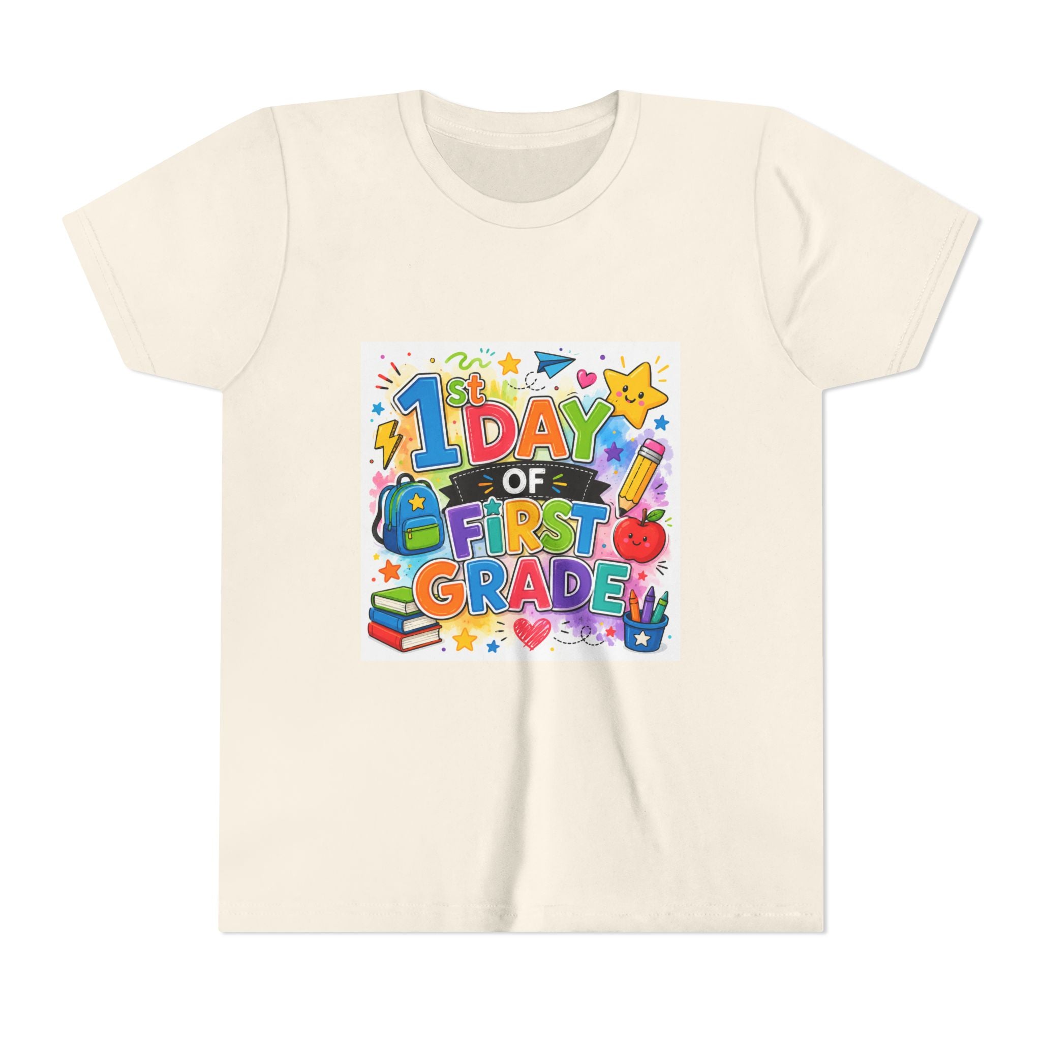1st Day of First Grade Youth Tee — Colorful Back-to-School Kids Shirt