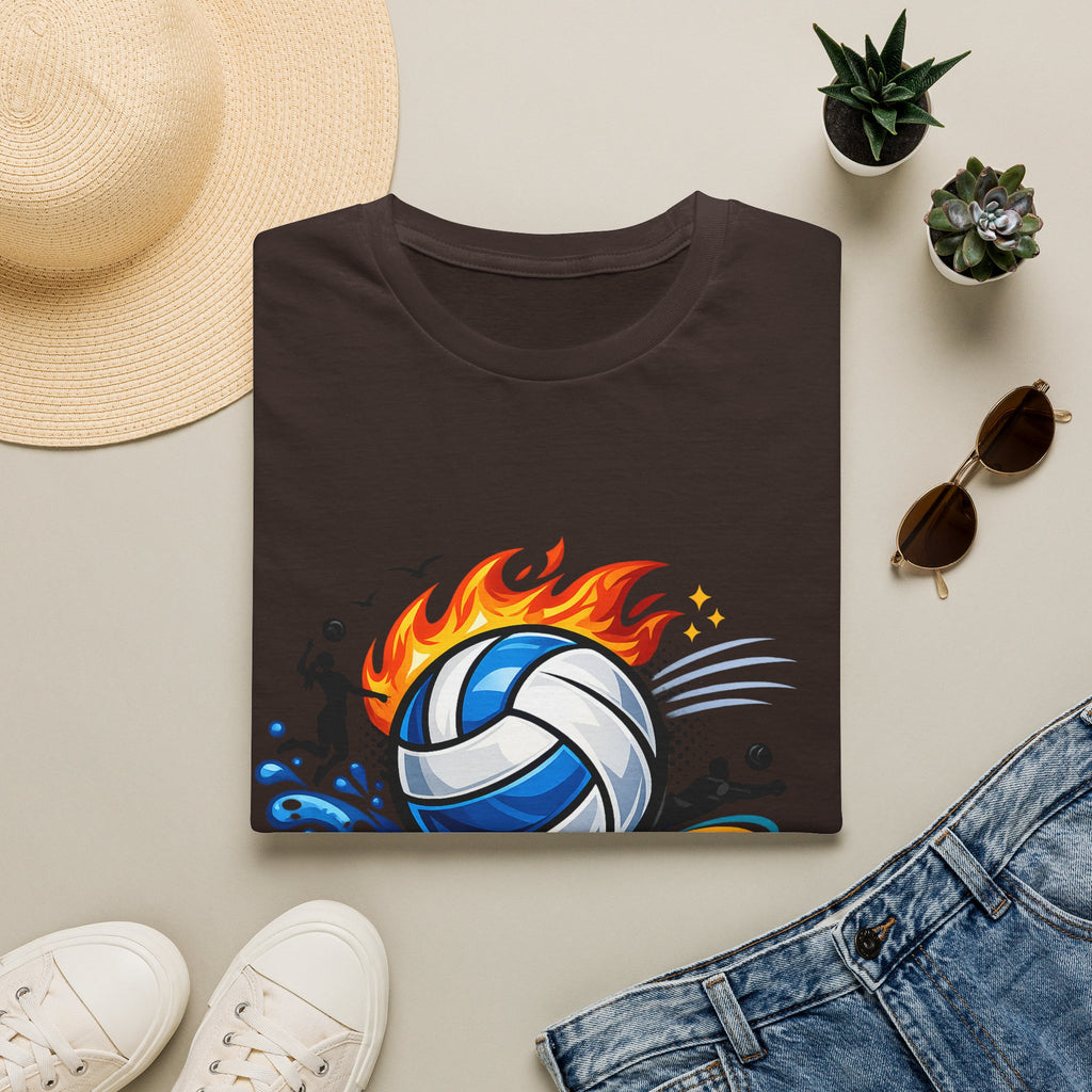 Volleyball Flame Graphic T-Shirt — Beach & Indoor Player Tee