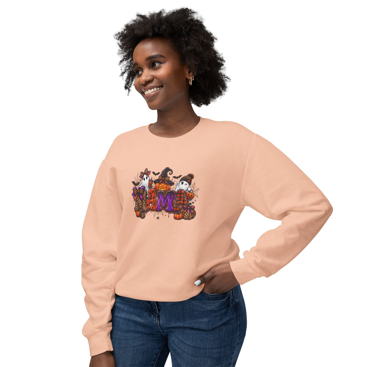 Halloween Mom Crewneck Sweatshirt — Cute Pumpkin Witch Cats Autumn Graphic