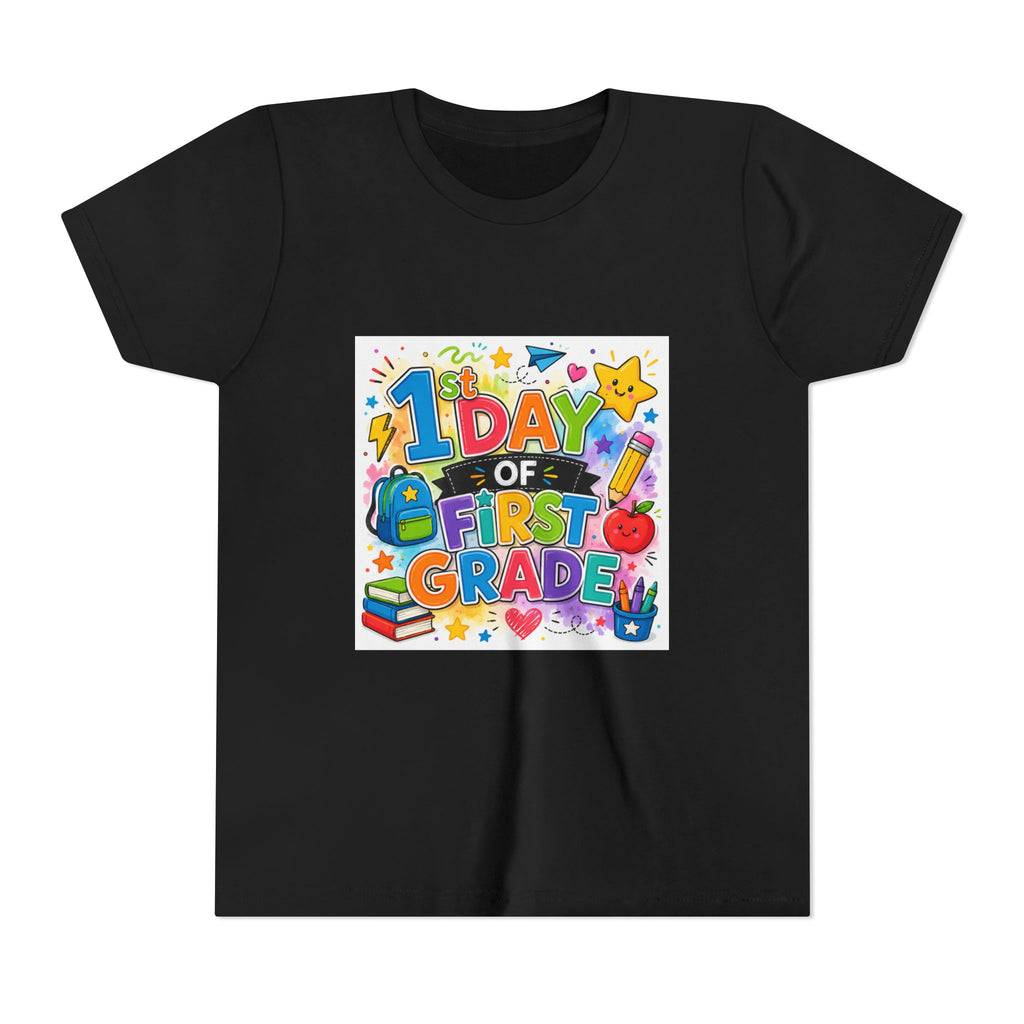 1st Day of First Grade Youth Tee — Colorful Back-to-School Kids Shirt