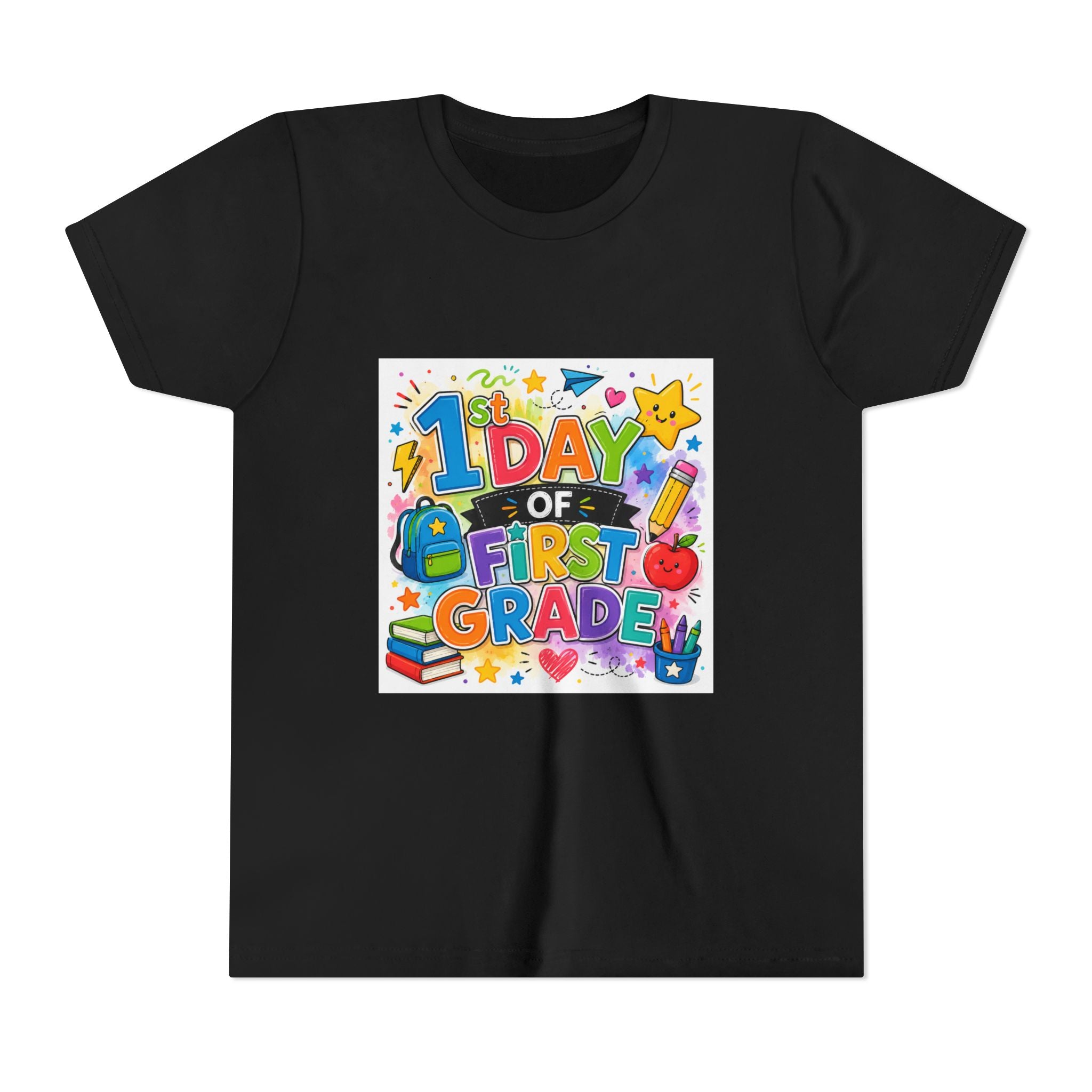 1st Day of First Grade Youth Tee — Colorful Back-to-School Kids Shirt