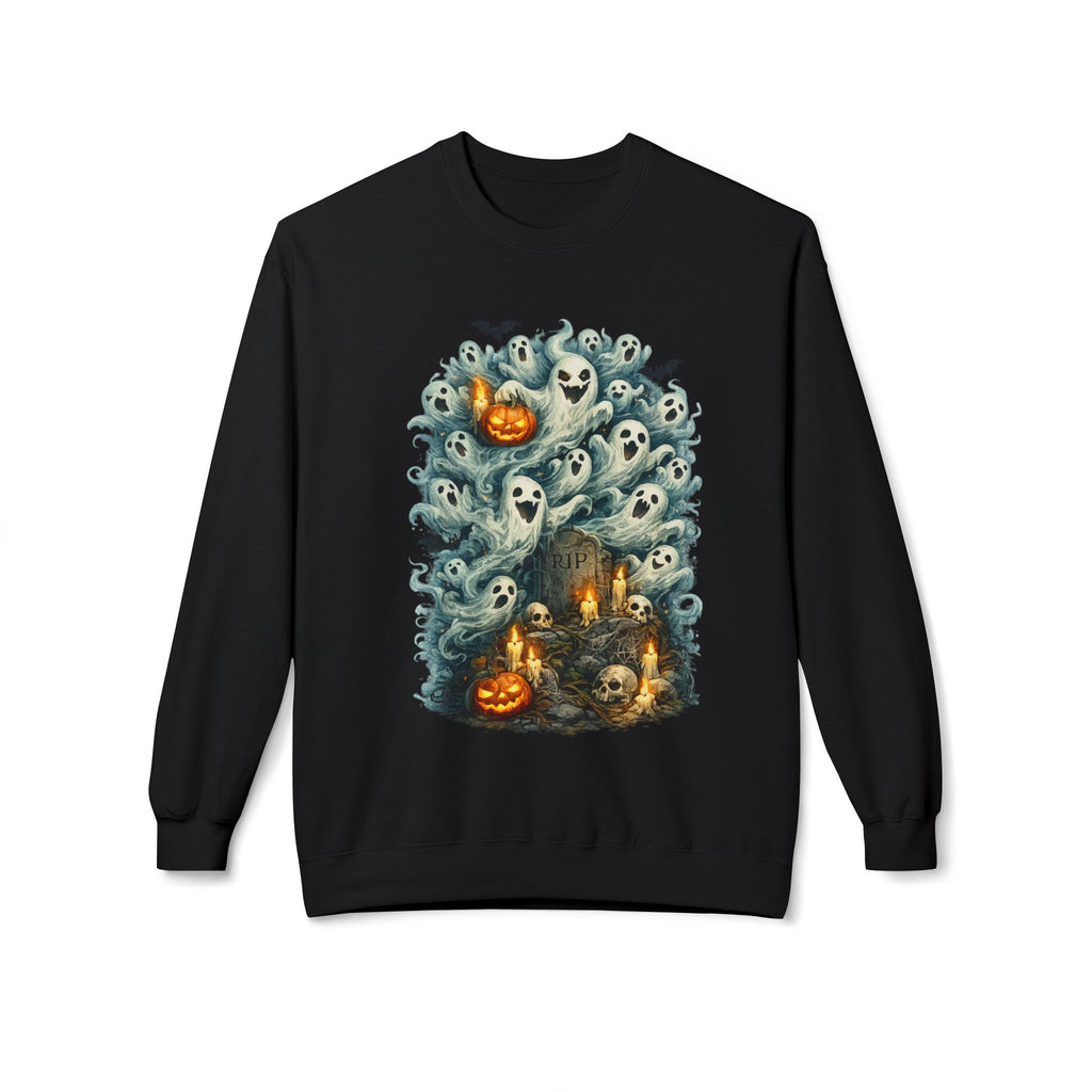 Halloween Ghost Crewneck Sweatshirt — Cute Haunted Pumpkin & Spirits Graphic