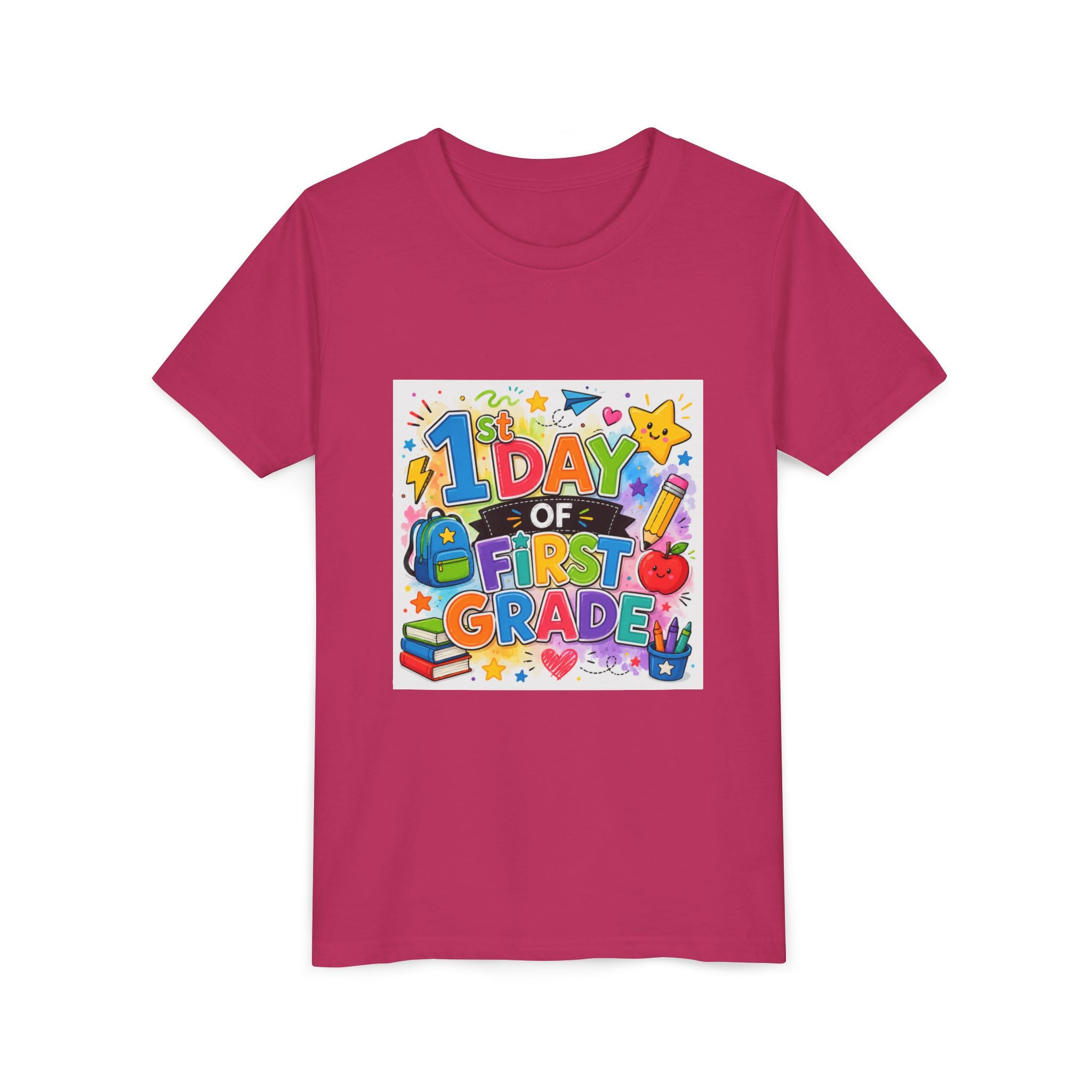1st Day of First Grade Youth Tee — Colorful Back-to-School Kids Shirt