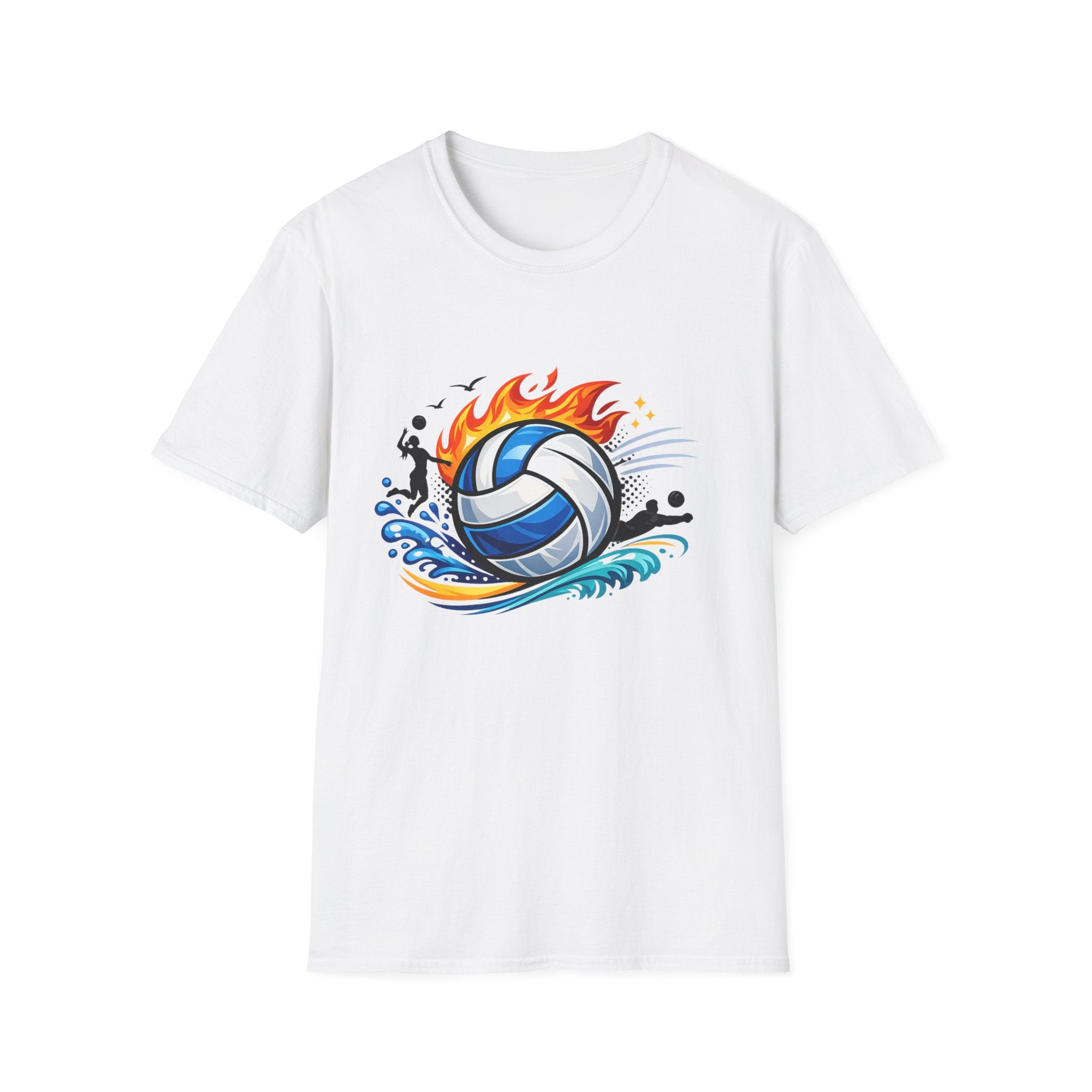 Volleyball Flame Graphic T-Shirt — Beach & Indoor Player Tee