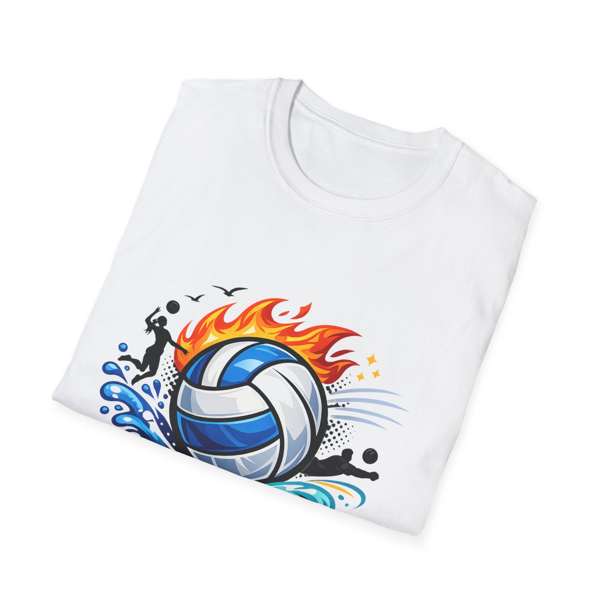 Volleyball Flame Graphic T-Shirt — Beach & Indoor Player Tee