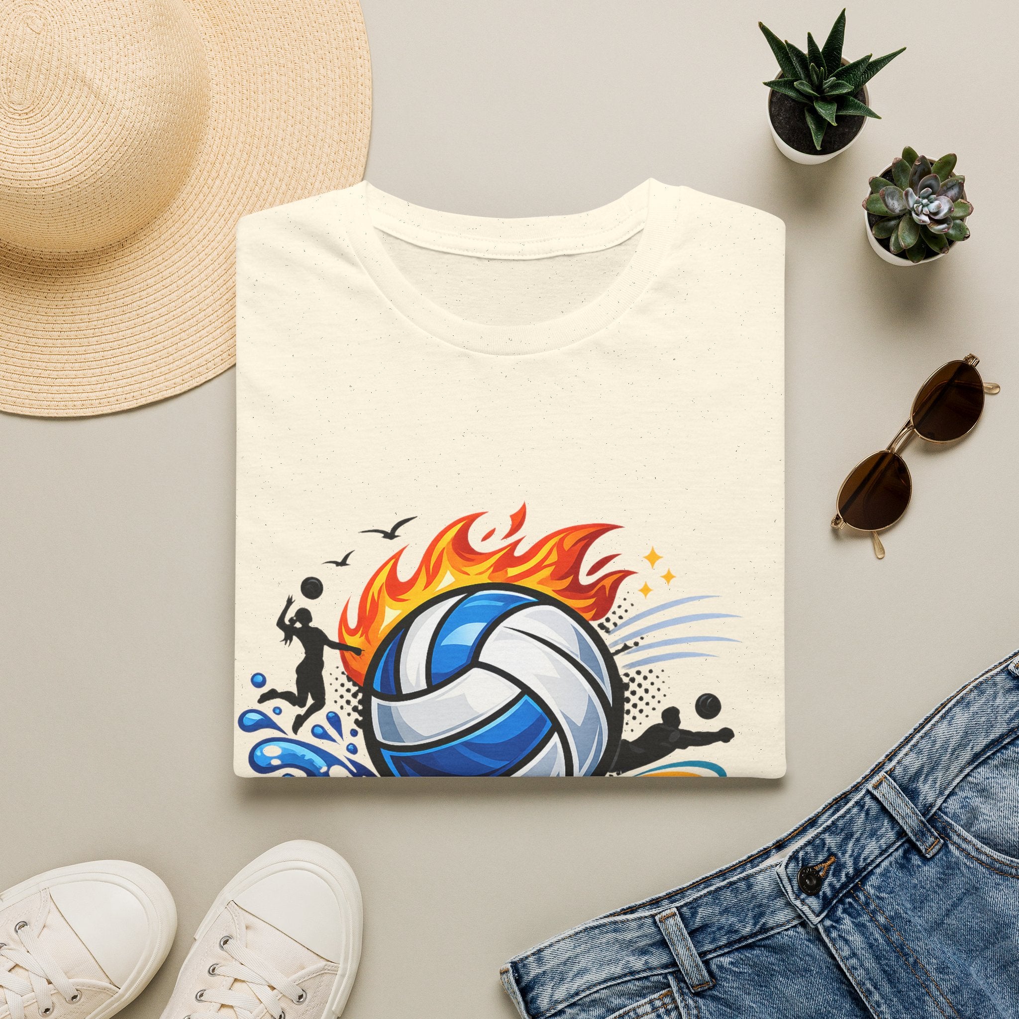 Volleyball Flame Graphic T-Shirt — Beach & Indoor Player Tee