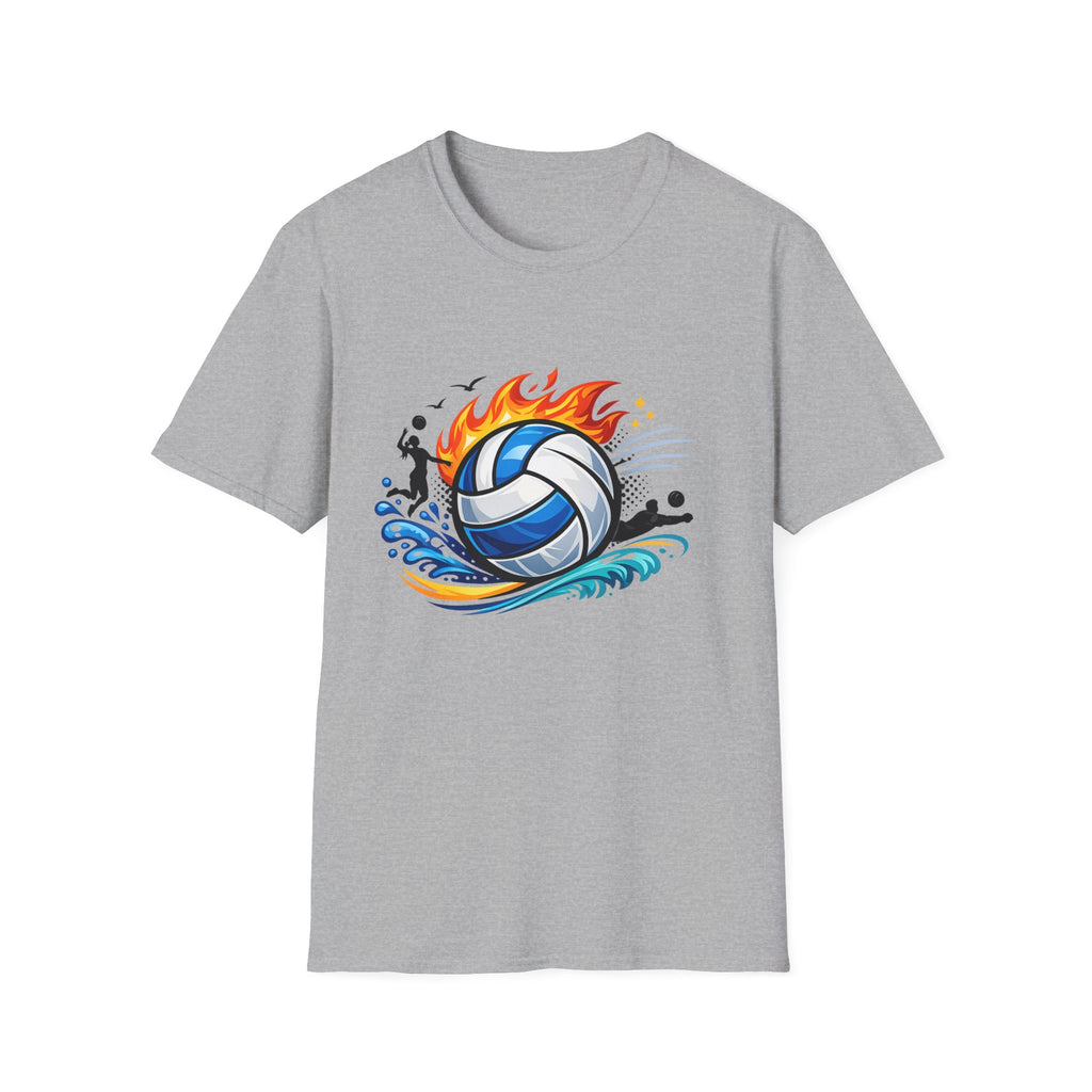 Volleyball Flame Graphic T-Shirt — Beach & Indoor Player Tee