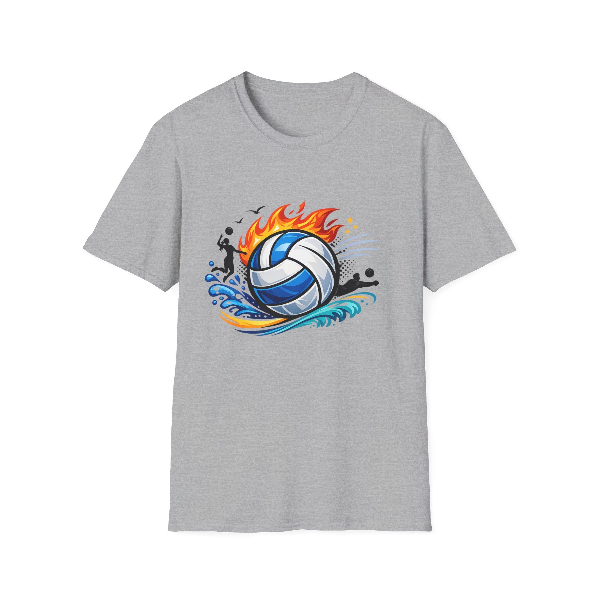 Volleyball Flame Graphic T-Shirt — Beach & Indoor Player Tee