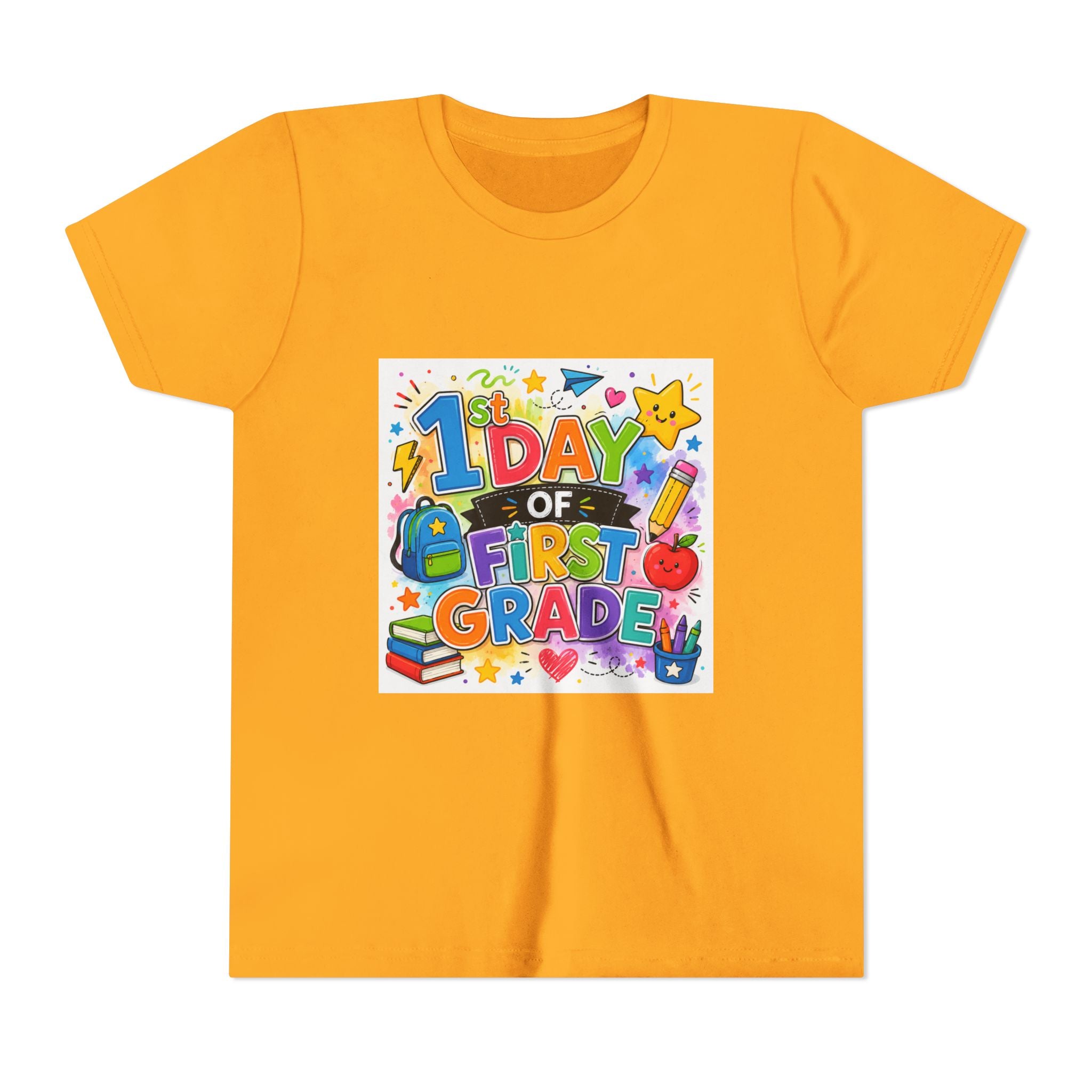 1st Day of First Grade Youth Tee — Colorful Back-to-School Kids Shirt
