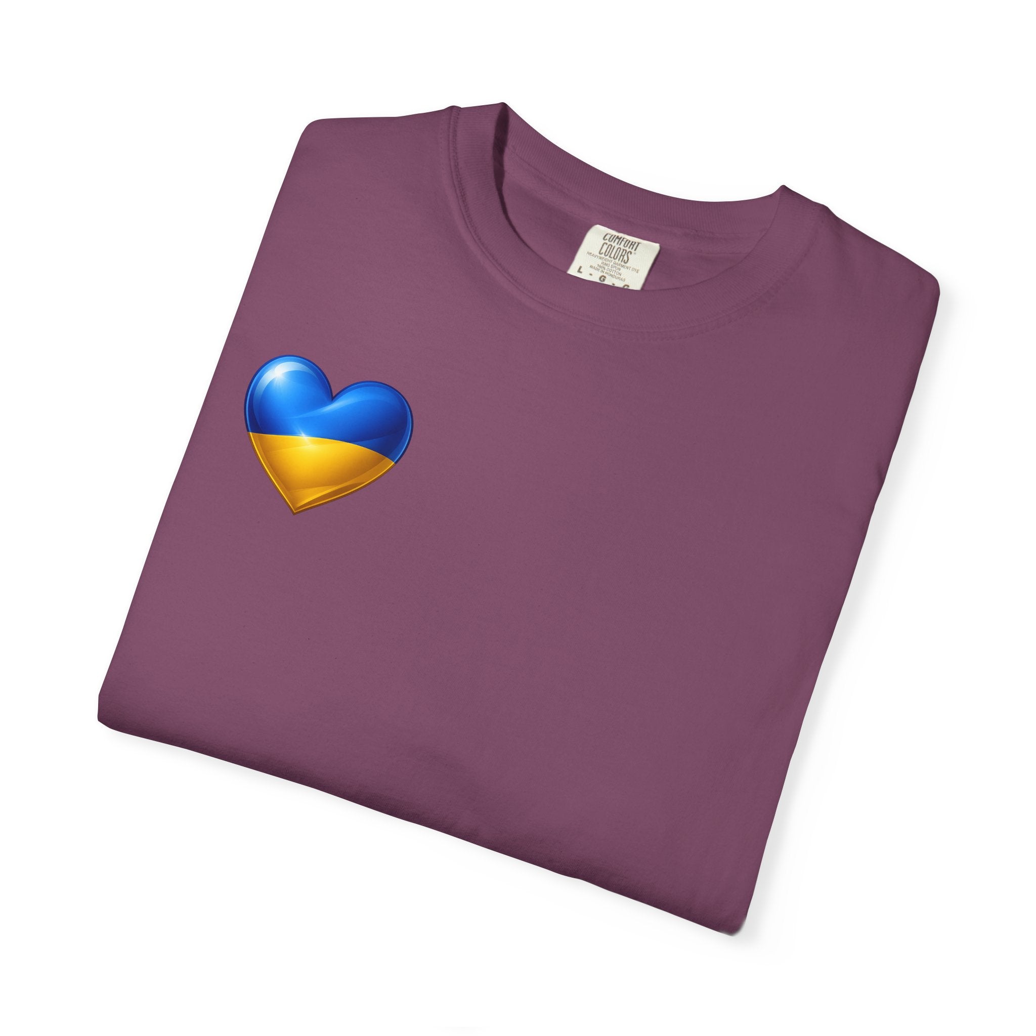 T-Shirt — USA & Ukraine Flag Heart Graphic Tee (Back Flag Image)