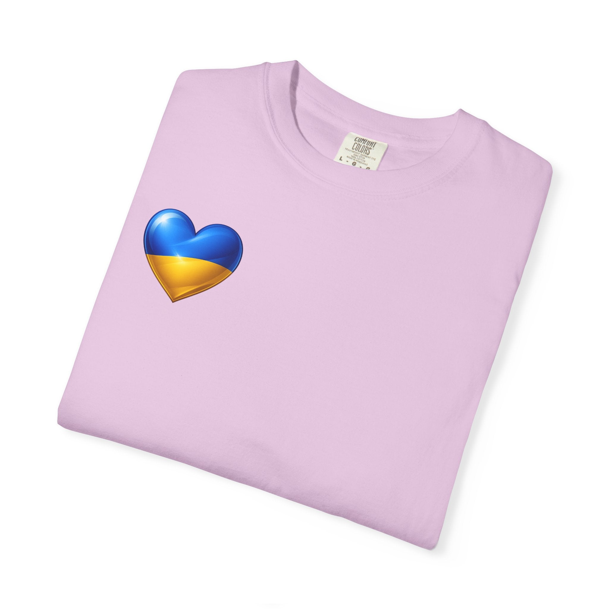 T-Shirt — USA & Ukraine Flag Heart Graphic Tee (Back Flag Image)