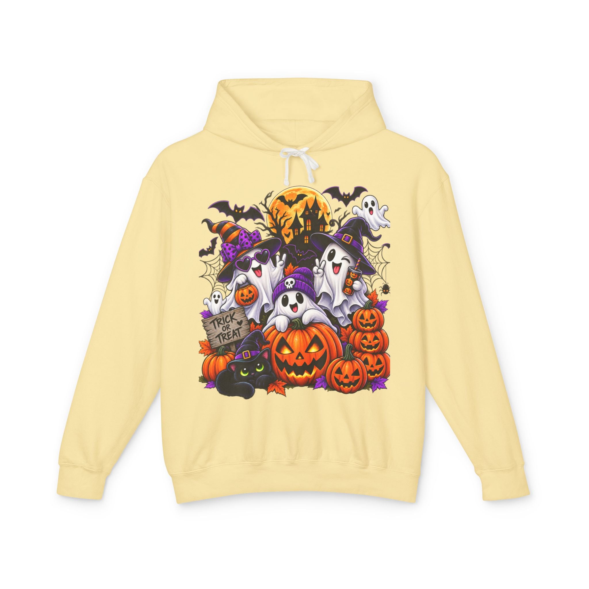Halloween Ghosts & Pumpkins Hoodie — Cute Spooky Trick-or-Treat Graphic