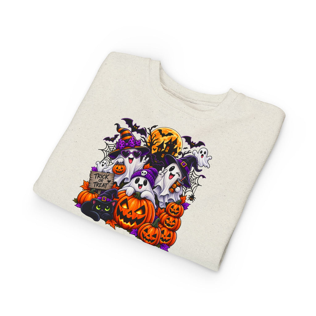Toddler Sweatshirt — Cute Halloween Ghosts & Jack-O’-Lanterns Design