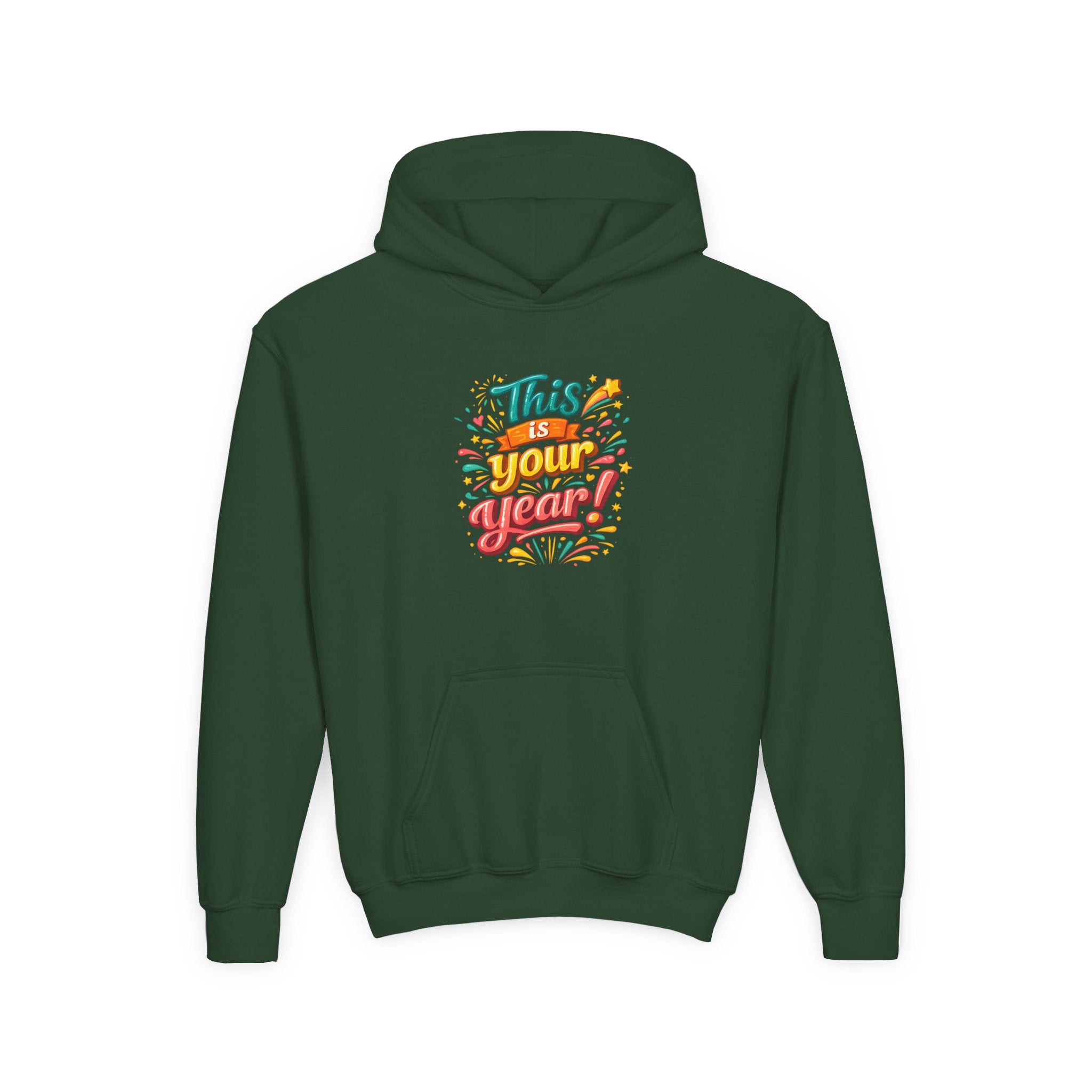 Youth Hoodie - "This Is Your Year" Motivational Graphic Sweatshirt
