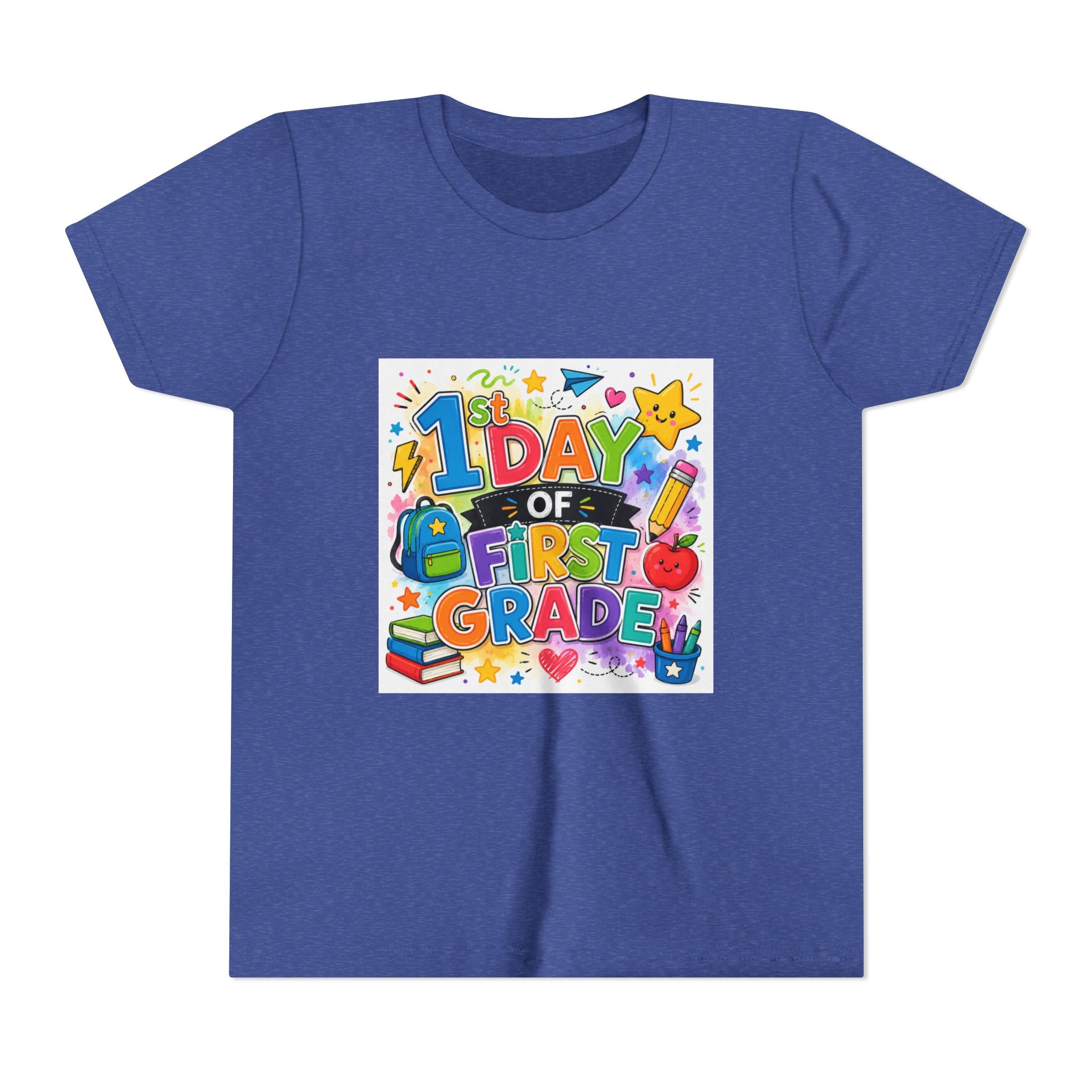 1st Day of First Grade Youth Tee — Colorful Back-to-School Kids Shirt