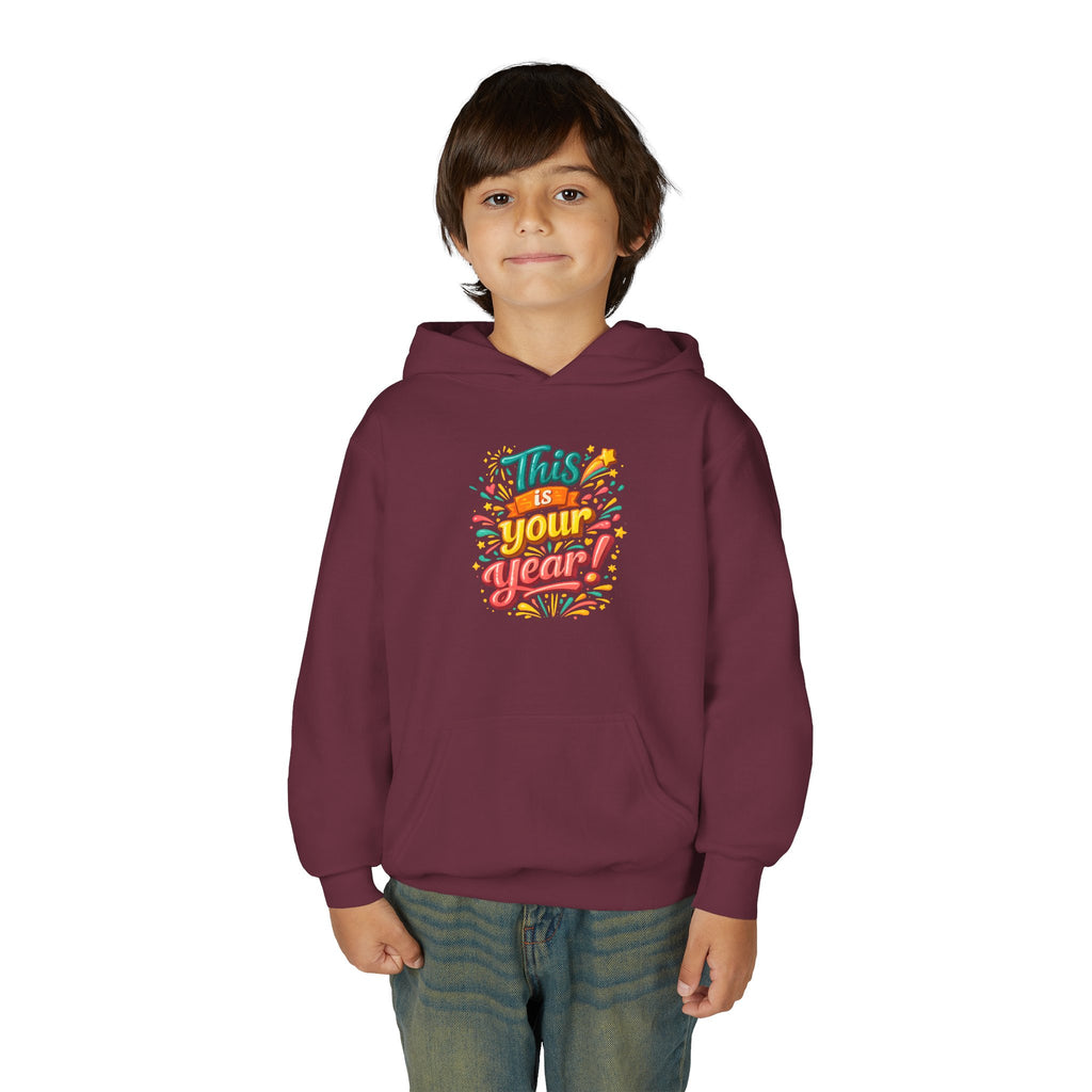 Youth Hoodie - "This Is Your Year" Motivational Graphic Sweatshirt