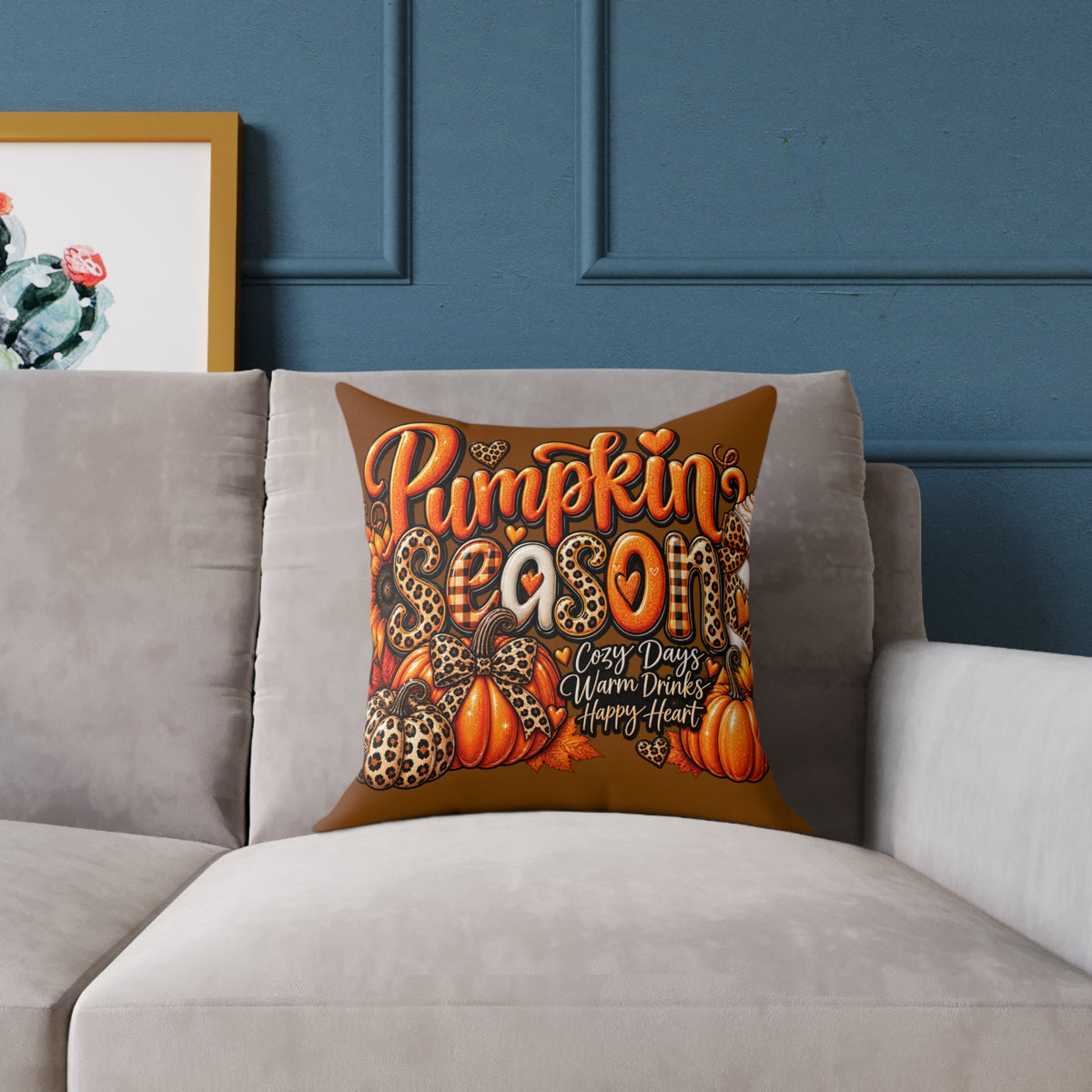 Pumpkin Season Decorative Pillow — Fall Pumpkin Spice Autumn Accent Cushion