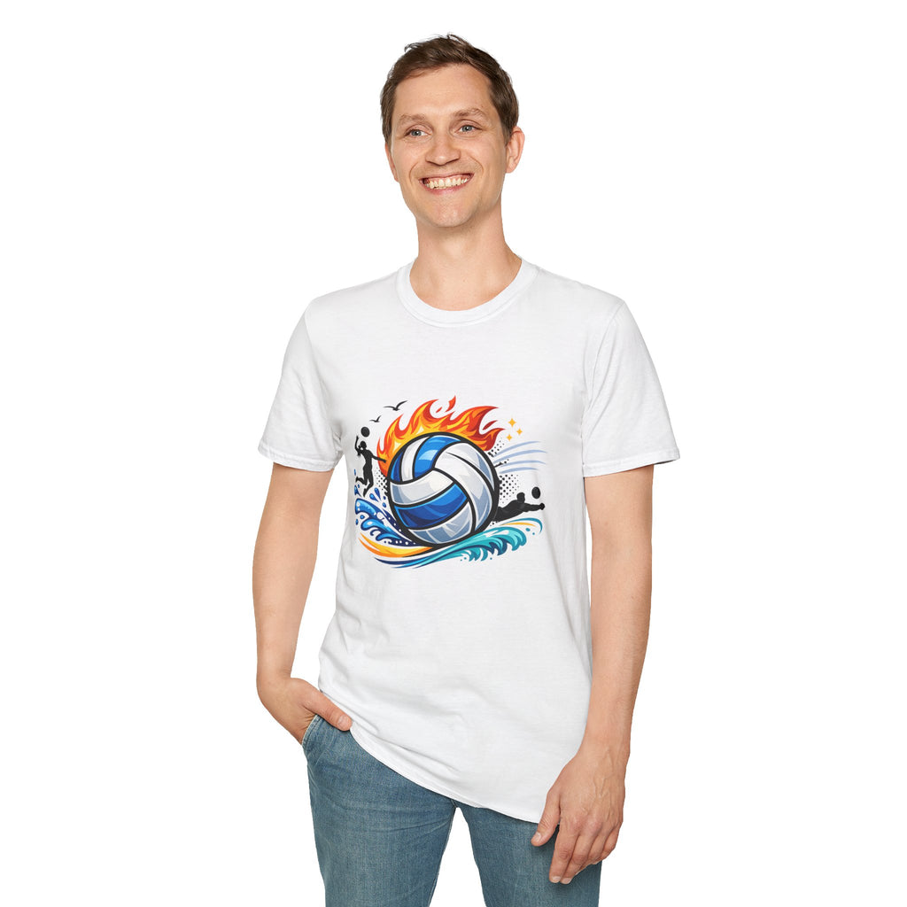Volleyball Flame Graphic T-Shirt — Beach & Indoor Player Tee