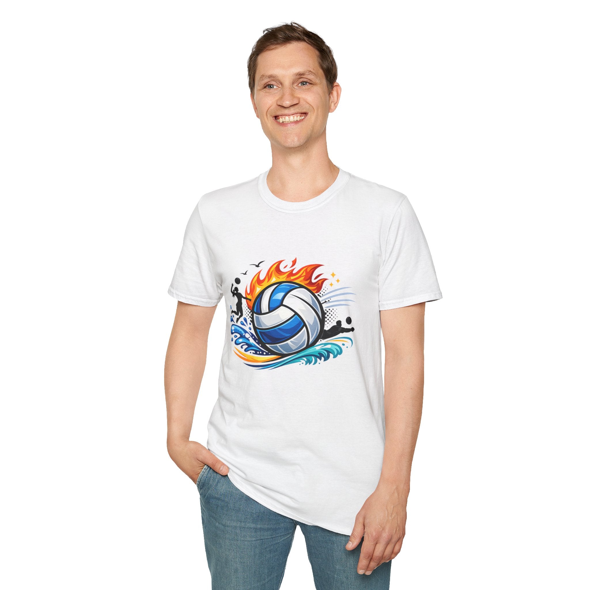 Volleyball Flame Graphic T-Shirt — Beach & Indoor Player Tee