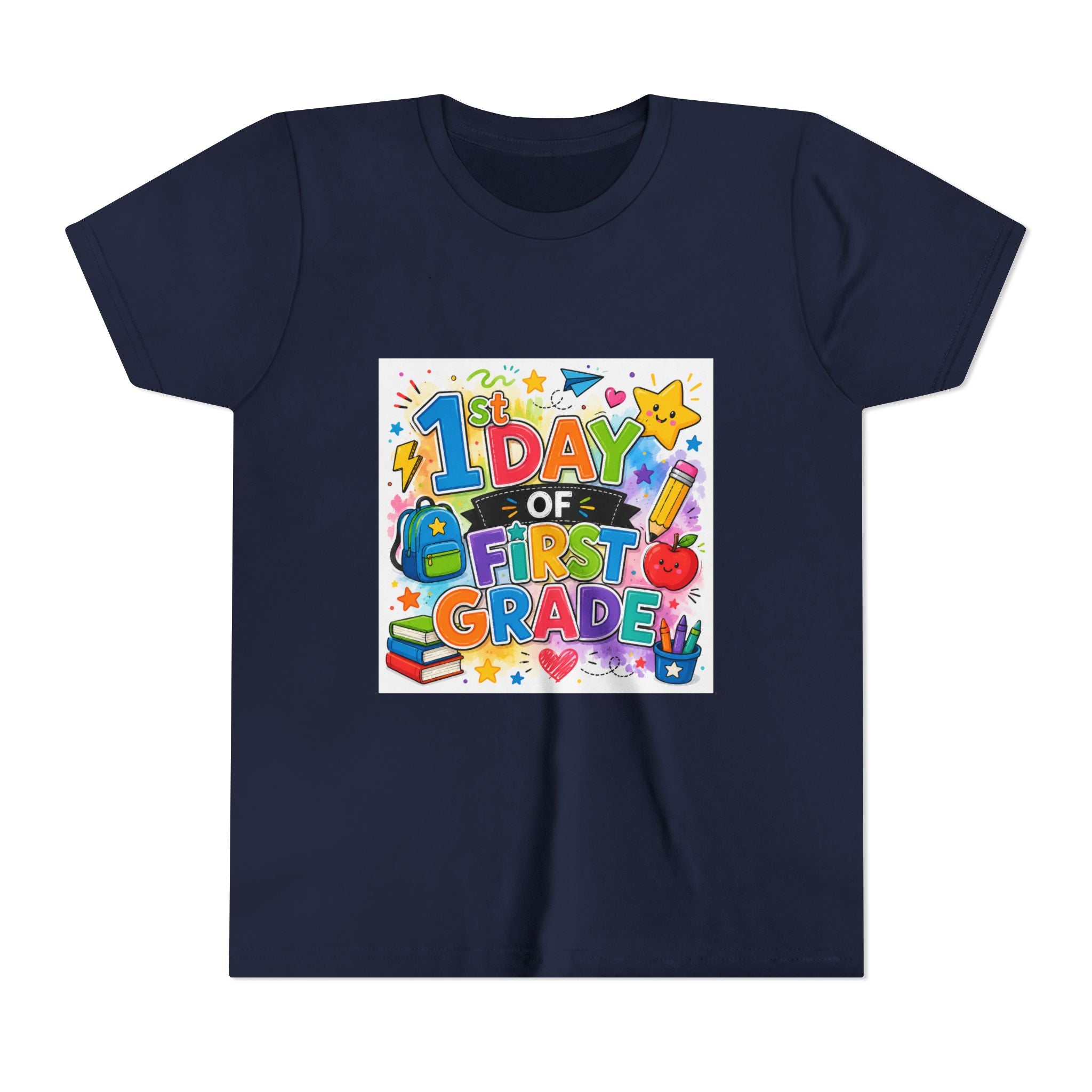 1st Day of First Grade Youth Tee — Colorful Back-to-School Kids Shirt