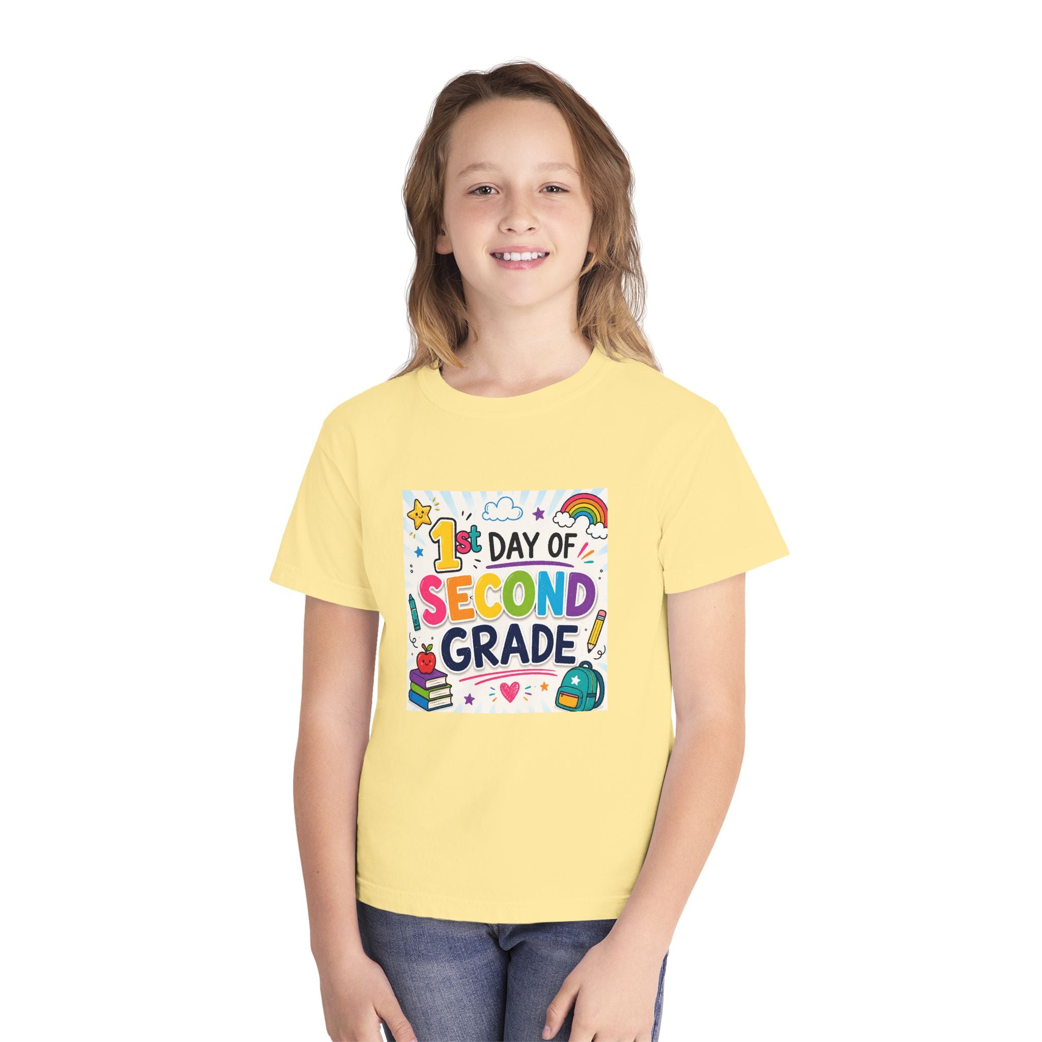 Youth Tee — "1st Day of Second Grade" Colorful Back-to-School Shirt