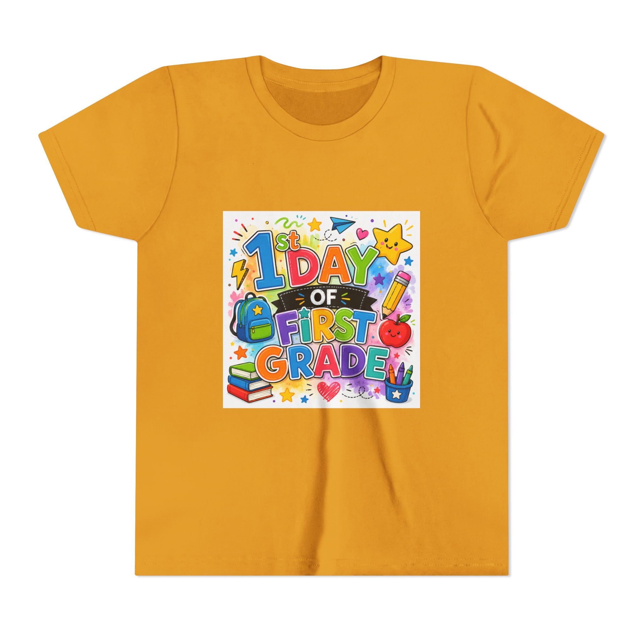 1st Day of First Grade Youth Tee — Colorful Back-to-School Kids Shirt