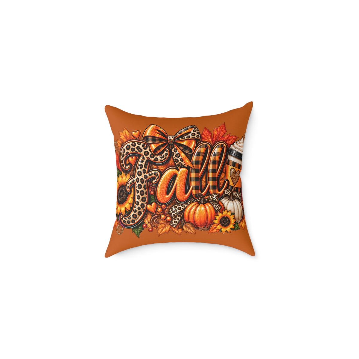 Fall Pumpkin Decorative Pillow – Autumn Harvest Square Throw Pillow