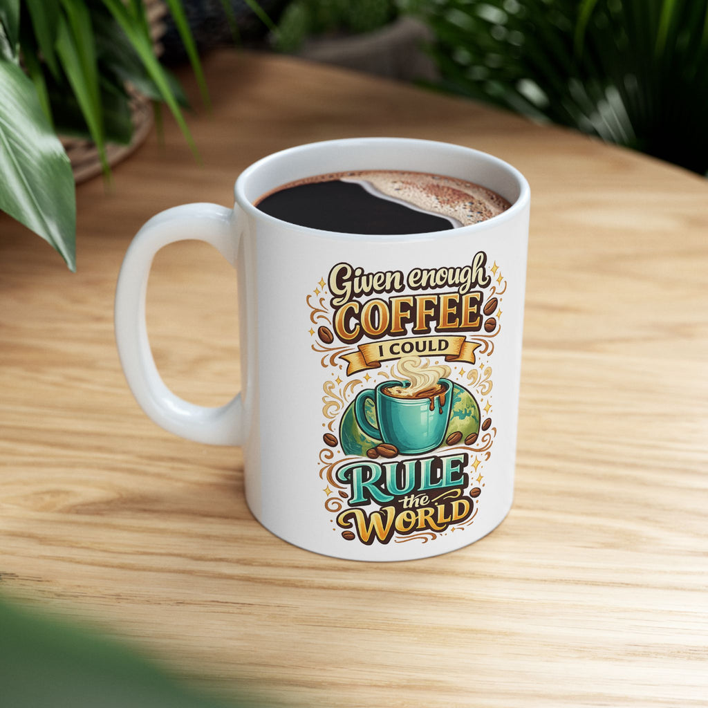 Adventure Whiskey & Coffee Ceramic Mug — 'Enough Coffee' Travel Nature Graphic (11oz/15oz)