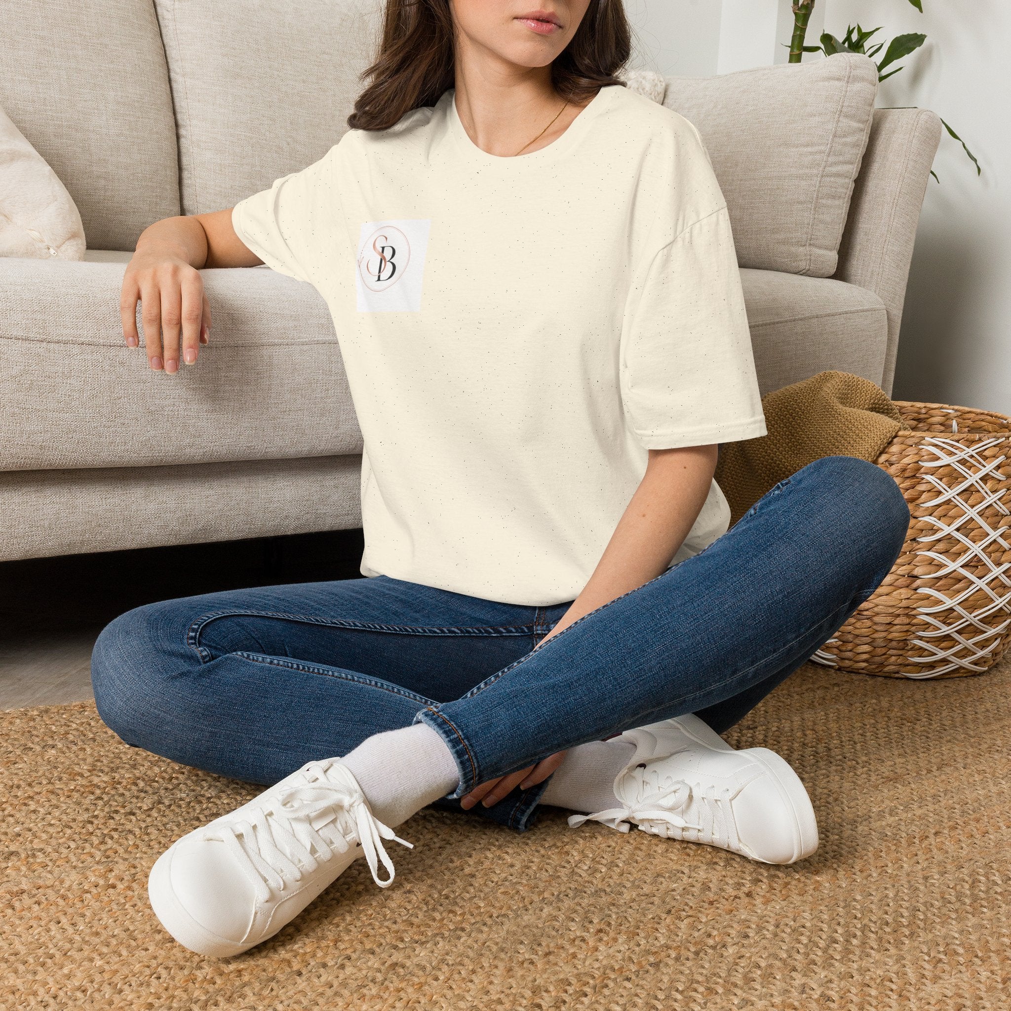 Monogram SB Minimalist T‑Shirt — Rose Gold Circle Logo